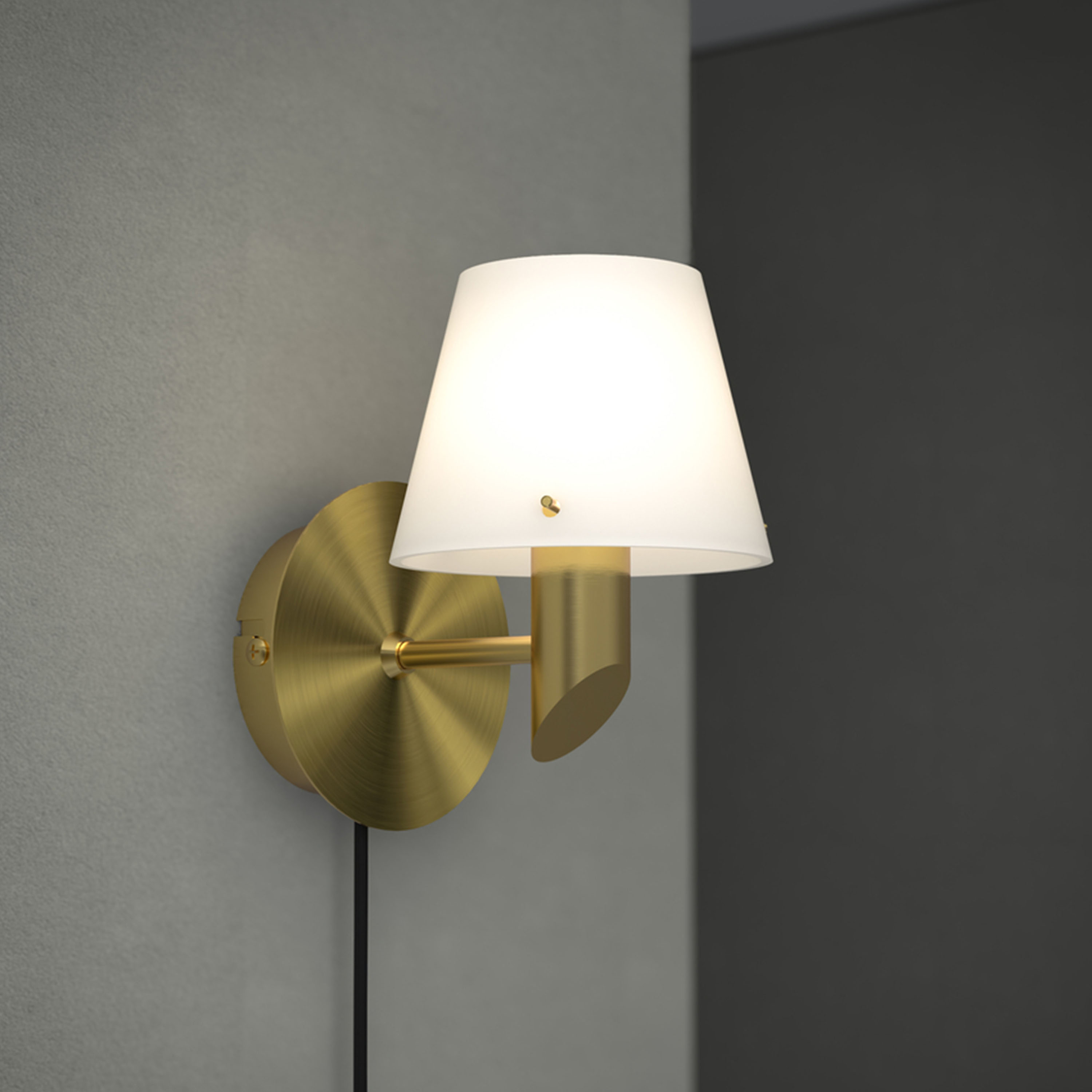 Herstal Gil Wandleuchte Satinmessing / Opalglas