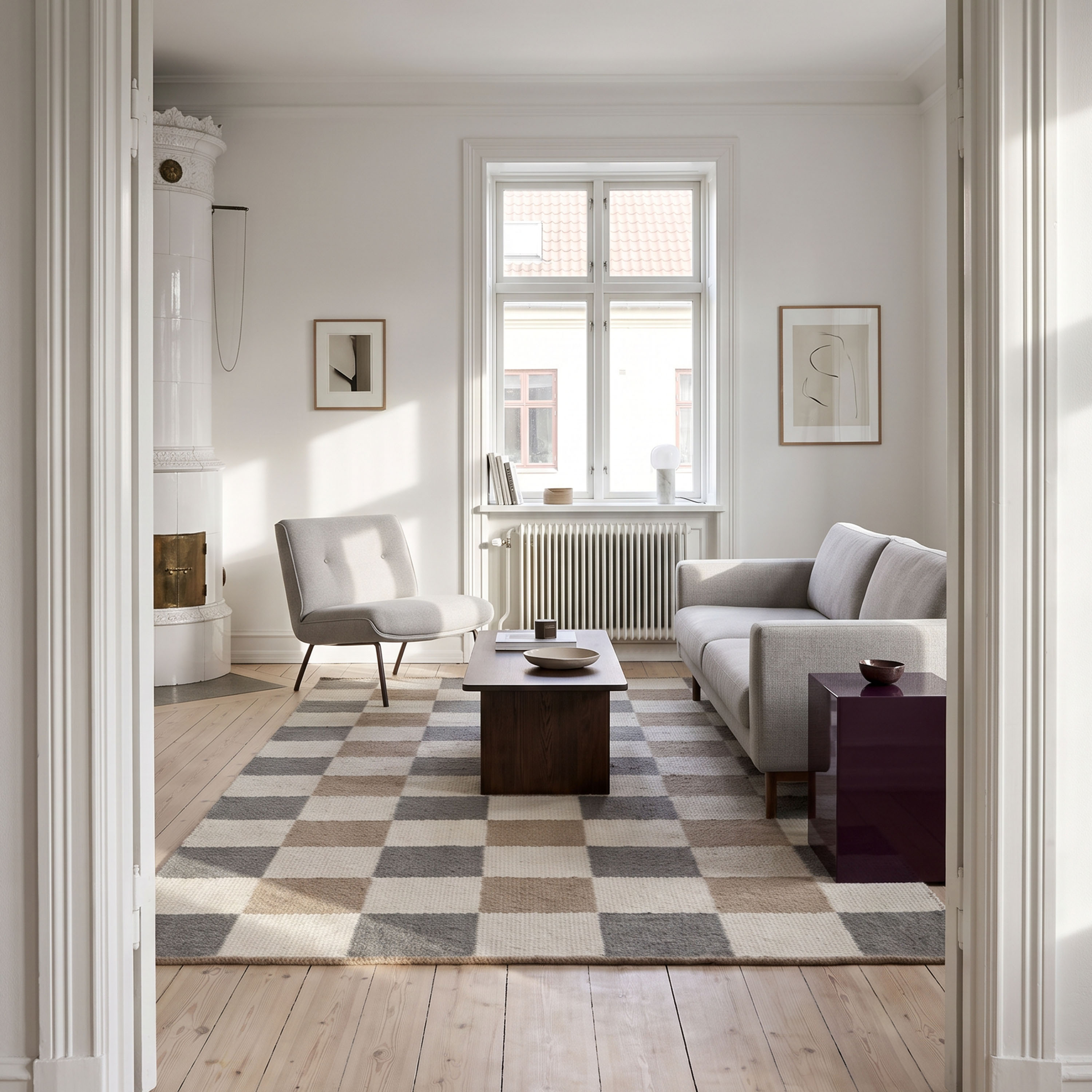Classic Collection Checked Ullmatta Grey/Natural 170x230