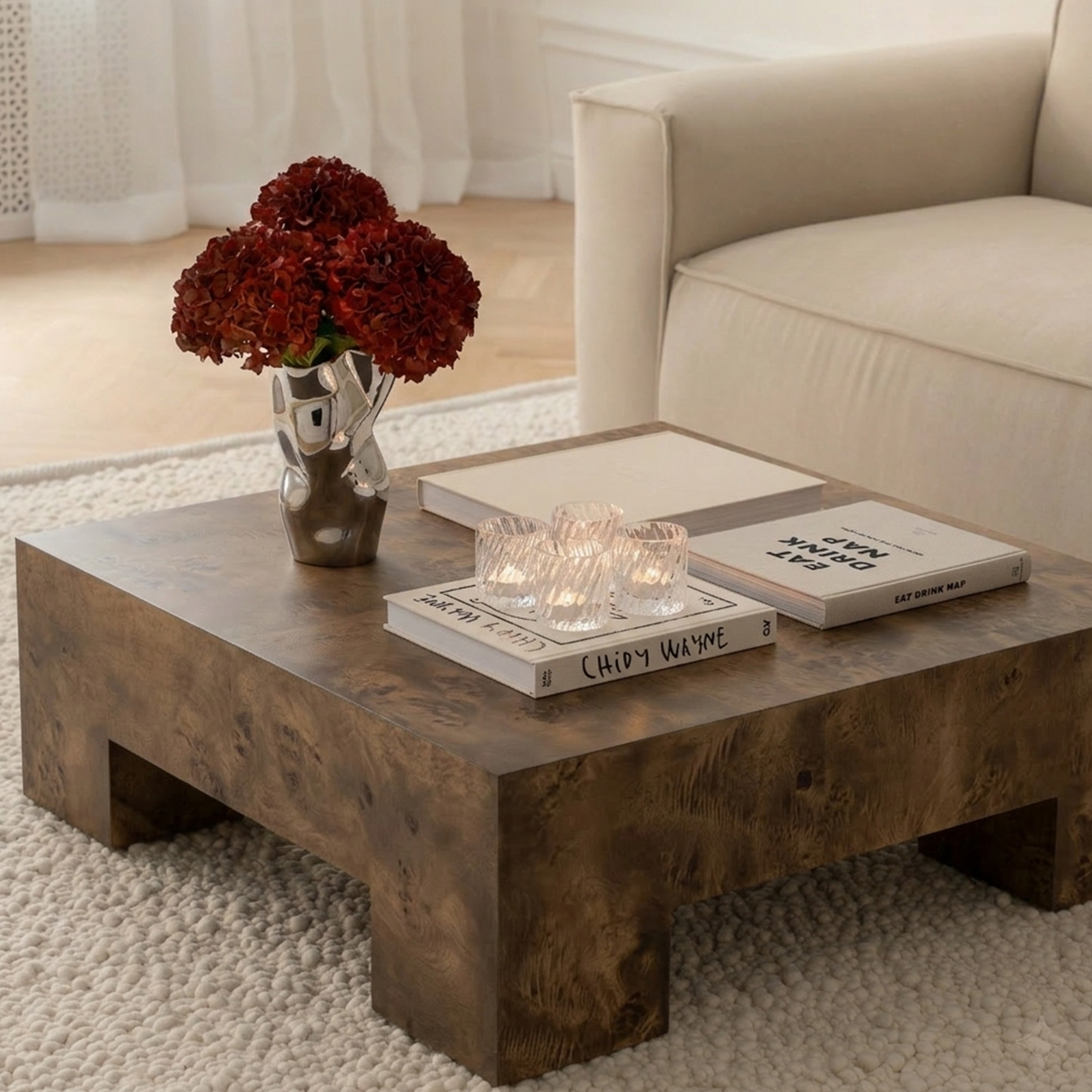 Sleepo Collection Chunky Coffee Table Brown Stained Poplar 90x90