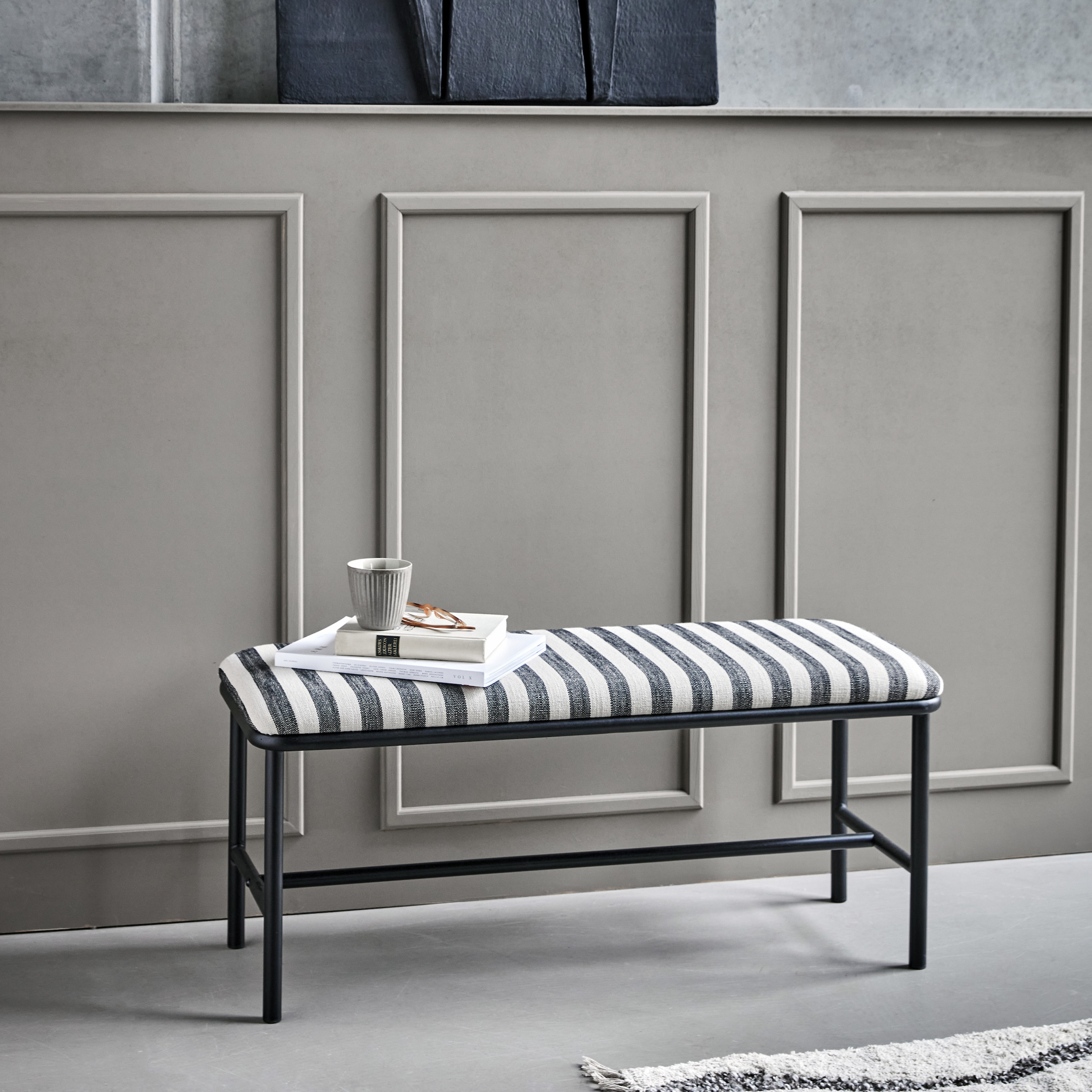 House Doctor Toda Bänk Svart/Off-White 100x39