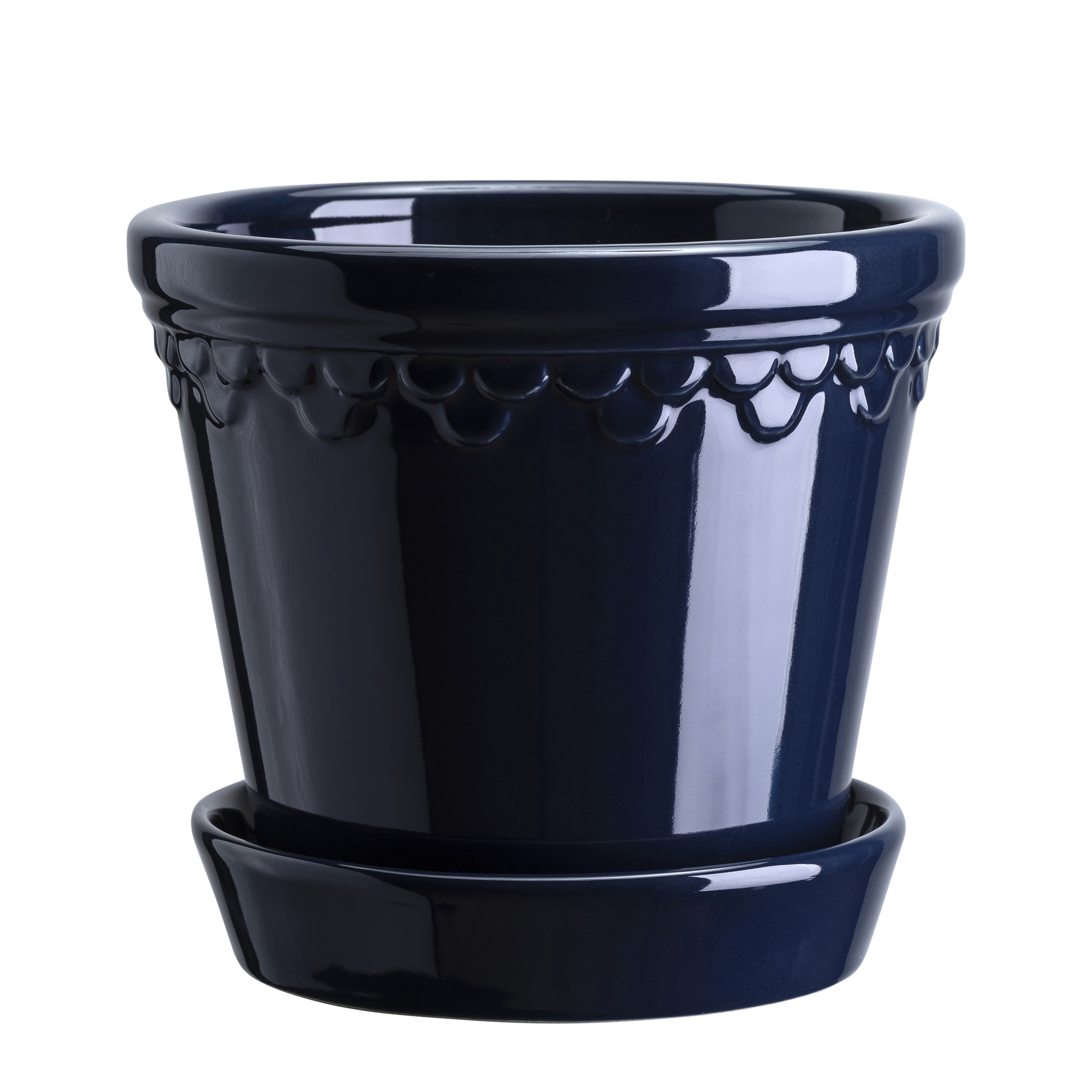 Københavner Kruka med fat Glazed Sapphire Blue Ø25