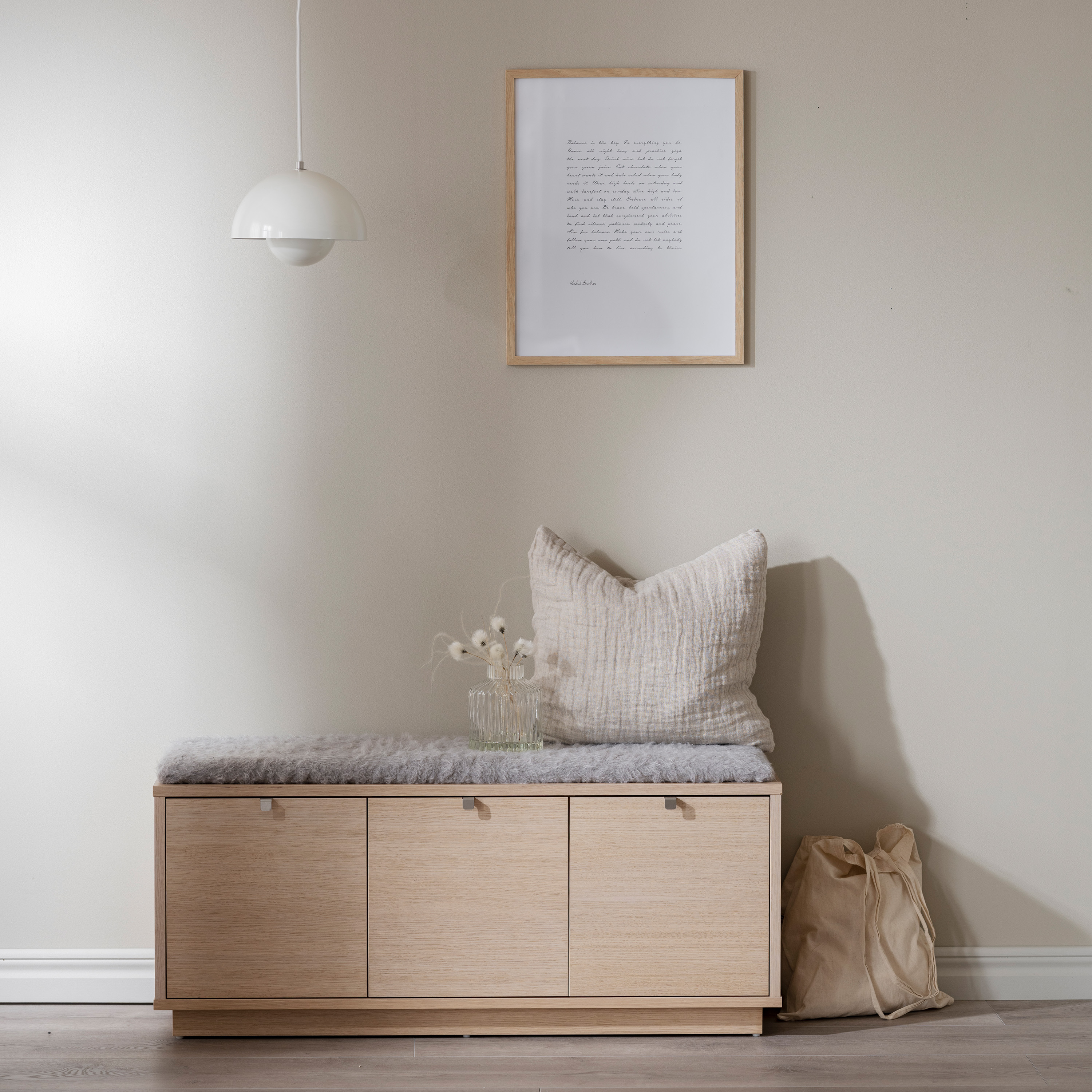 Rowico Home Confetti Bänk 3 Vitpigmenterad/Ljusgrå