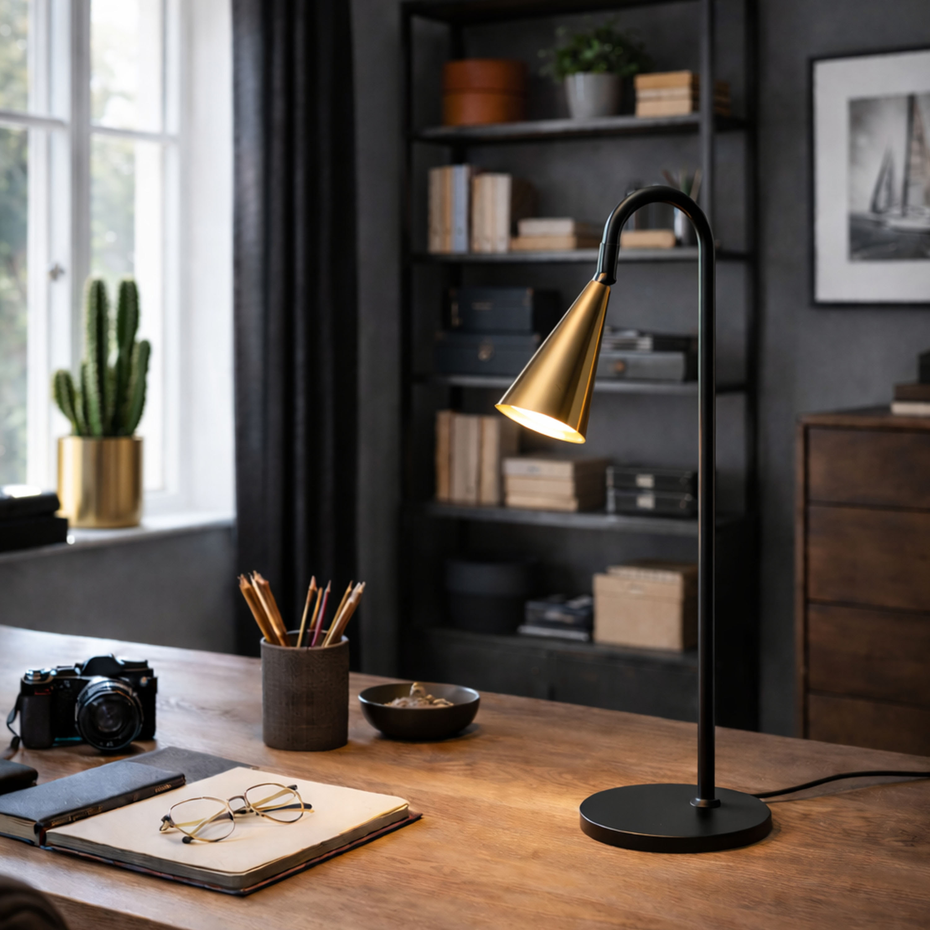 By Rydéns Spline Bordslampa Svart/Mässing 55cm