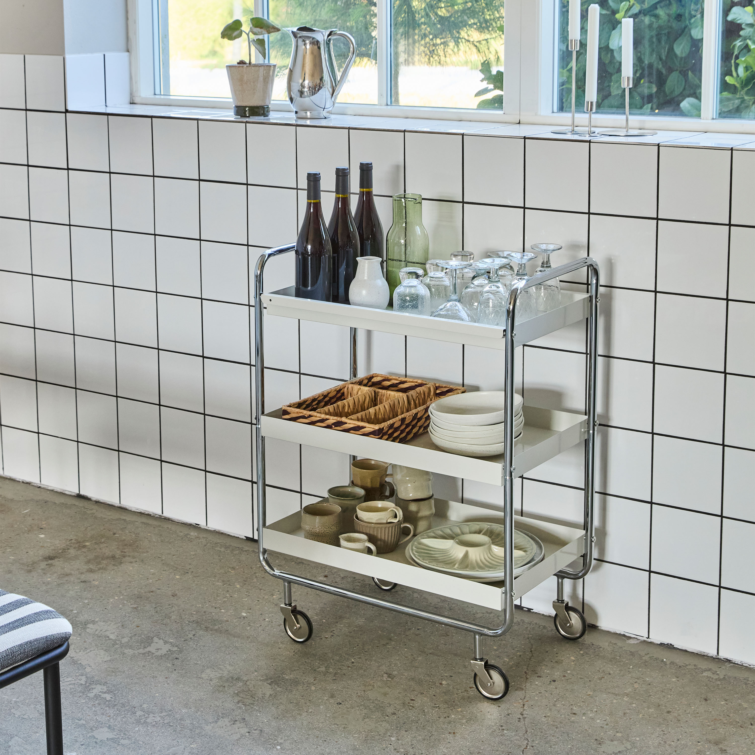 House Doctor Roll Servierwagen Off-White/Silber 62x85