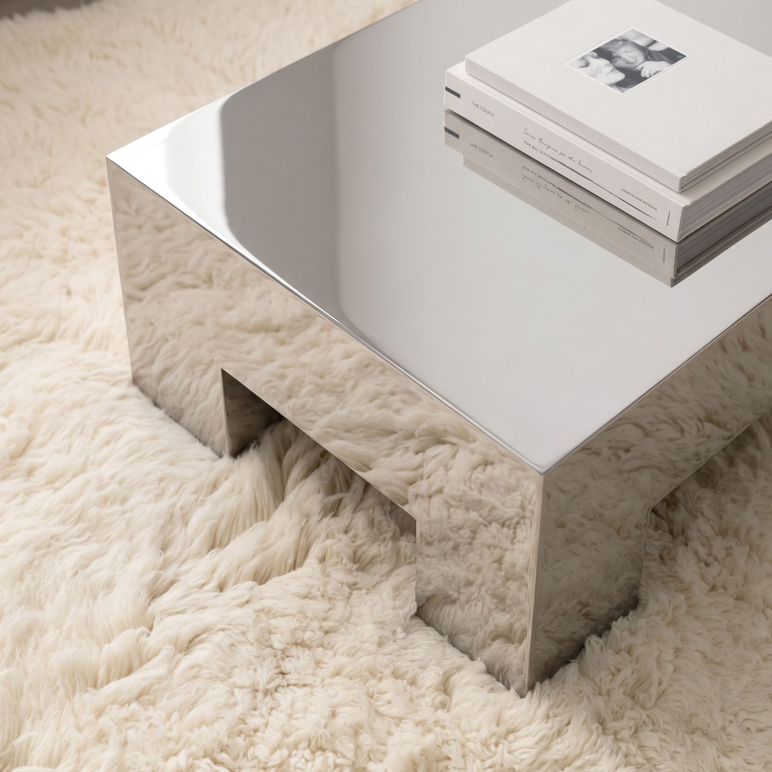 Chunky Couchtisch Edelstahl 90x60