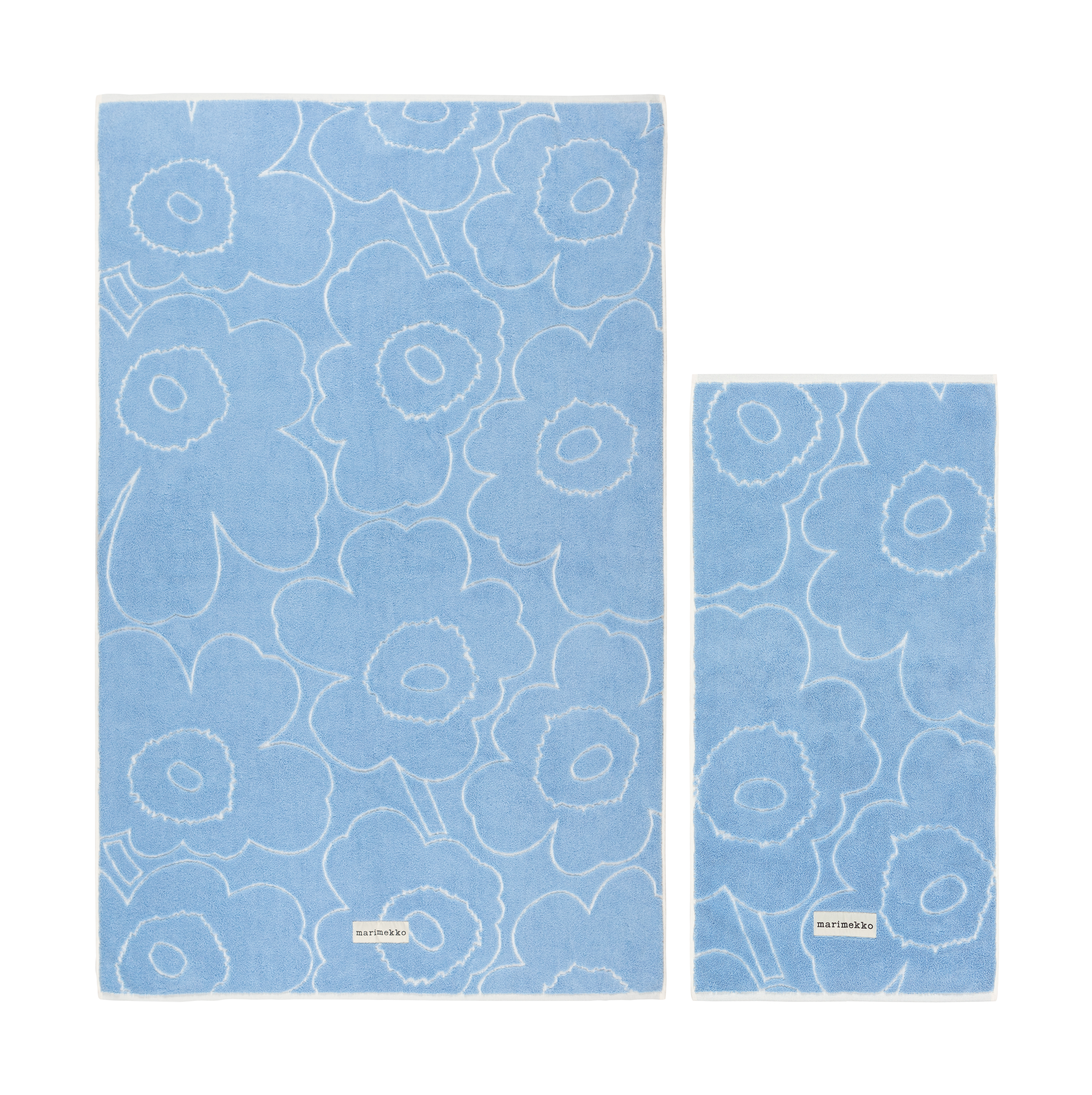 Marimekko - Piirto Unikko Handduk Light Blue/Offwhite 2-pack - Blå