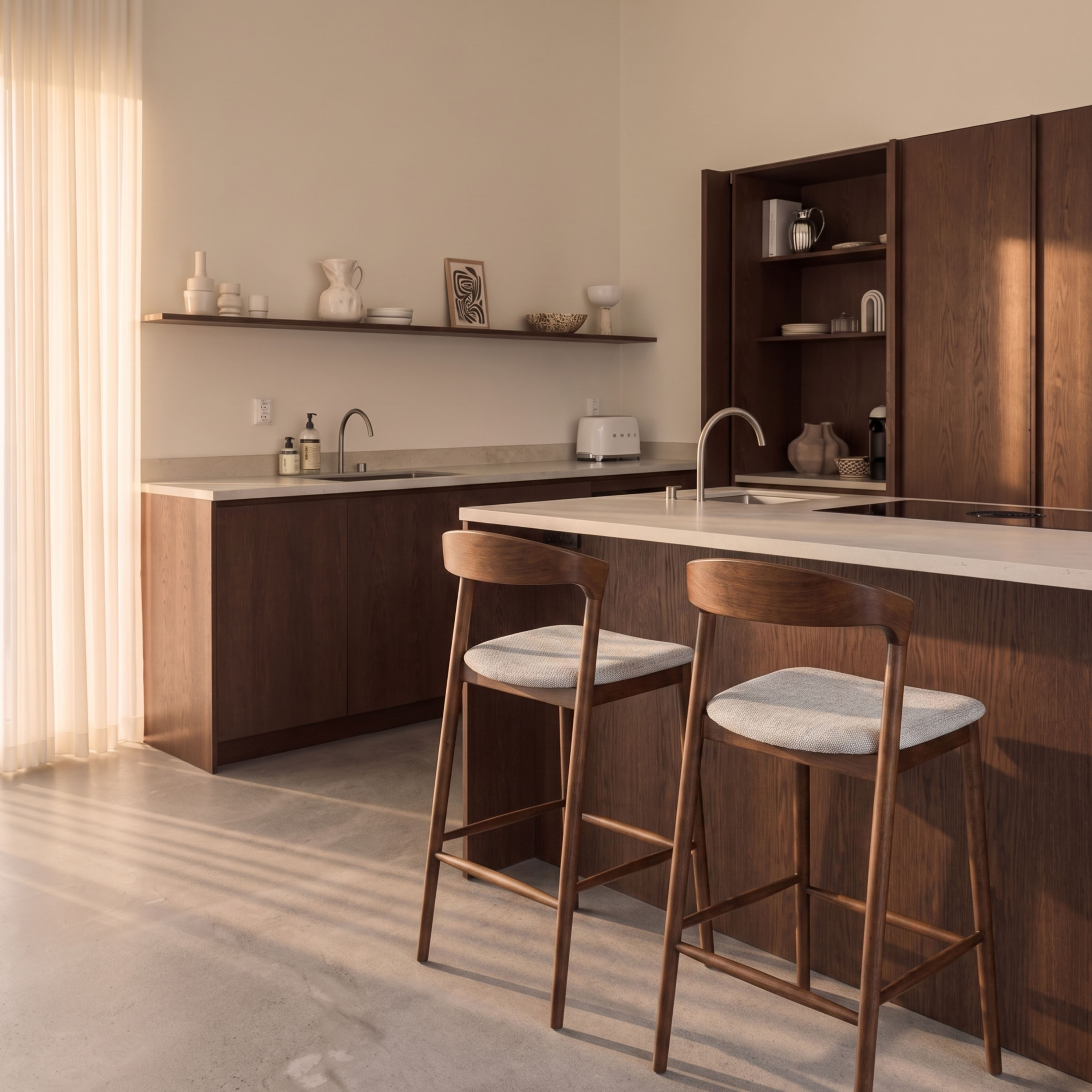 Casper Bar Stool Walnut/White