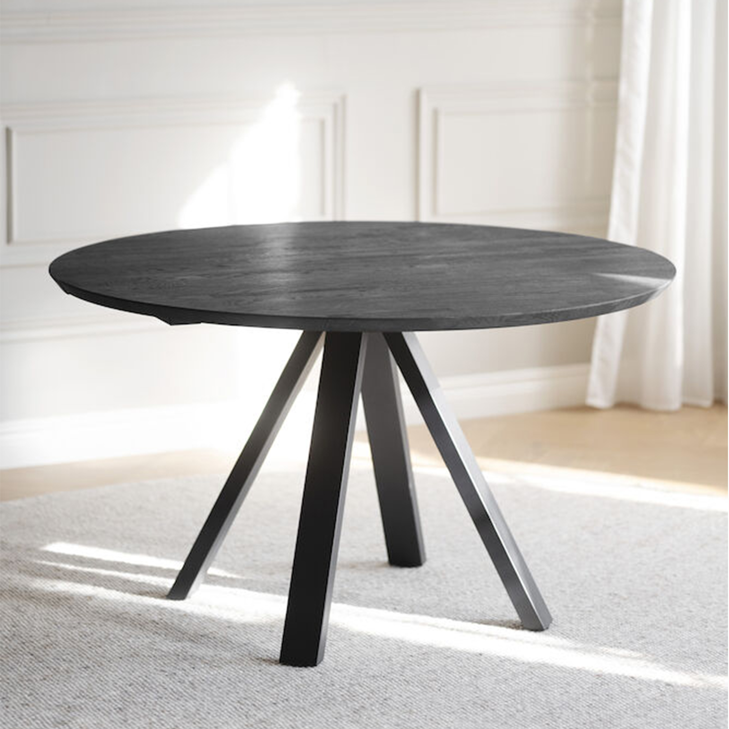 Rowico Home Carradale Esstisch V-Bein Schwarz/Schwarz Ø130