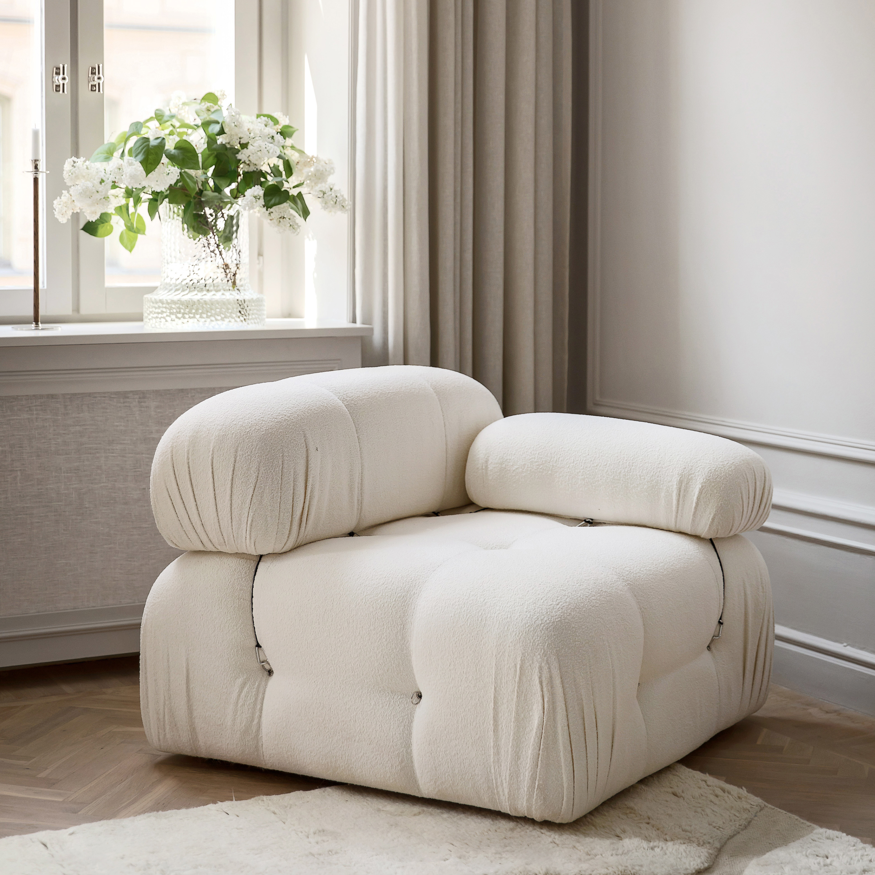Sleepo Collection Blanca Høyremodul White Bouclé