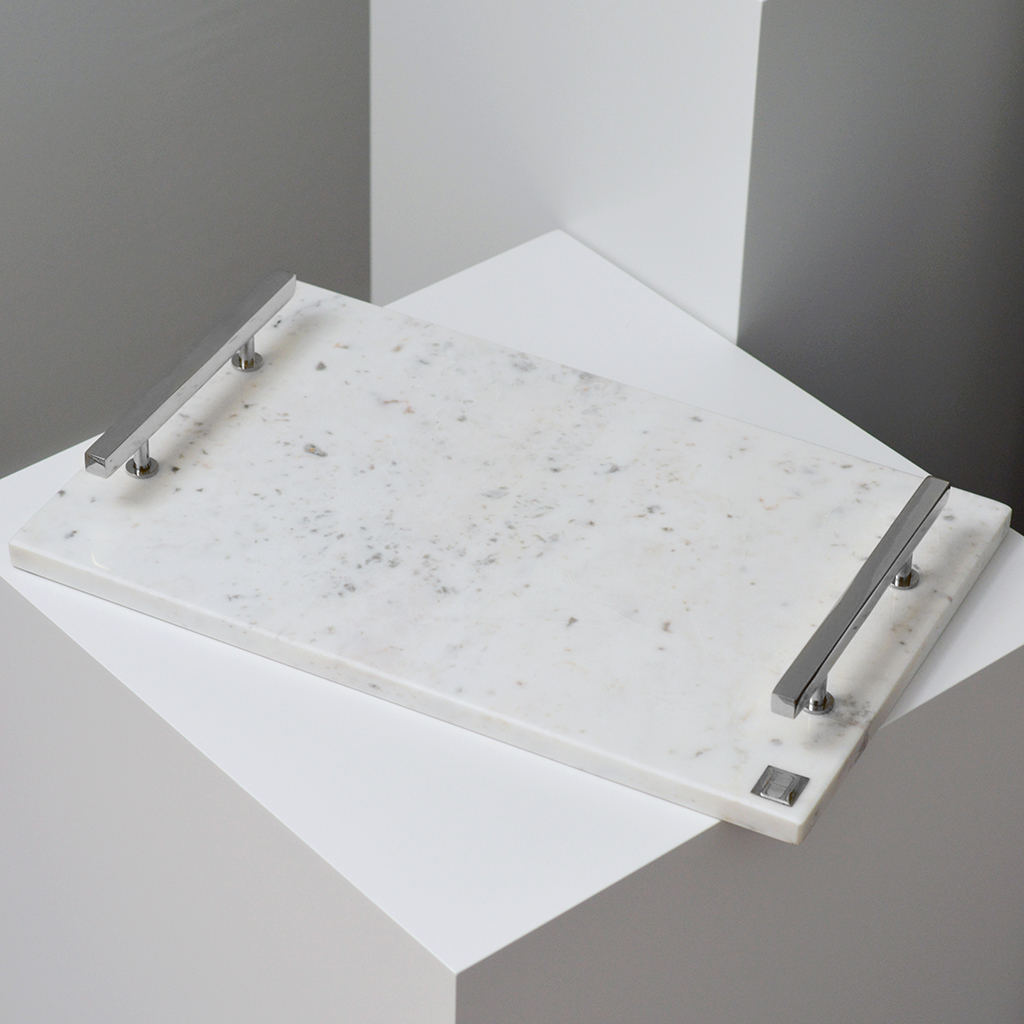 Hilke Collection Marmorbricka Vit/Silver