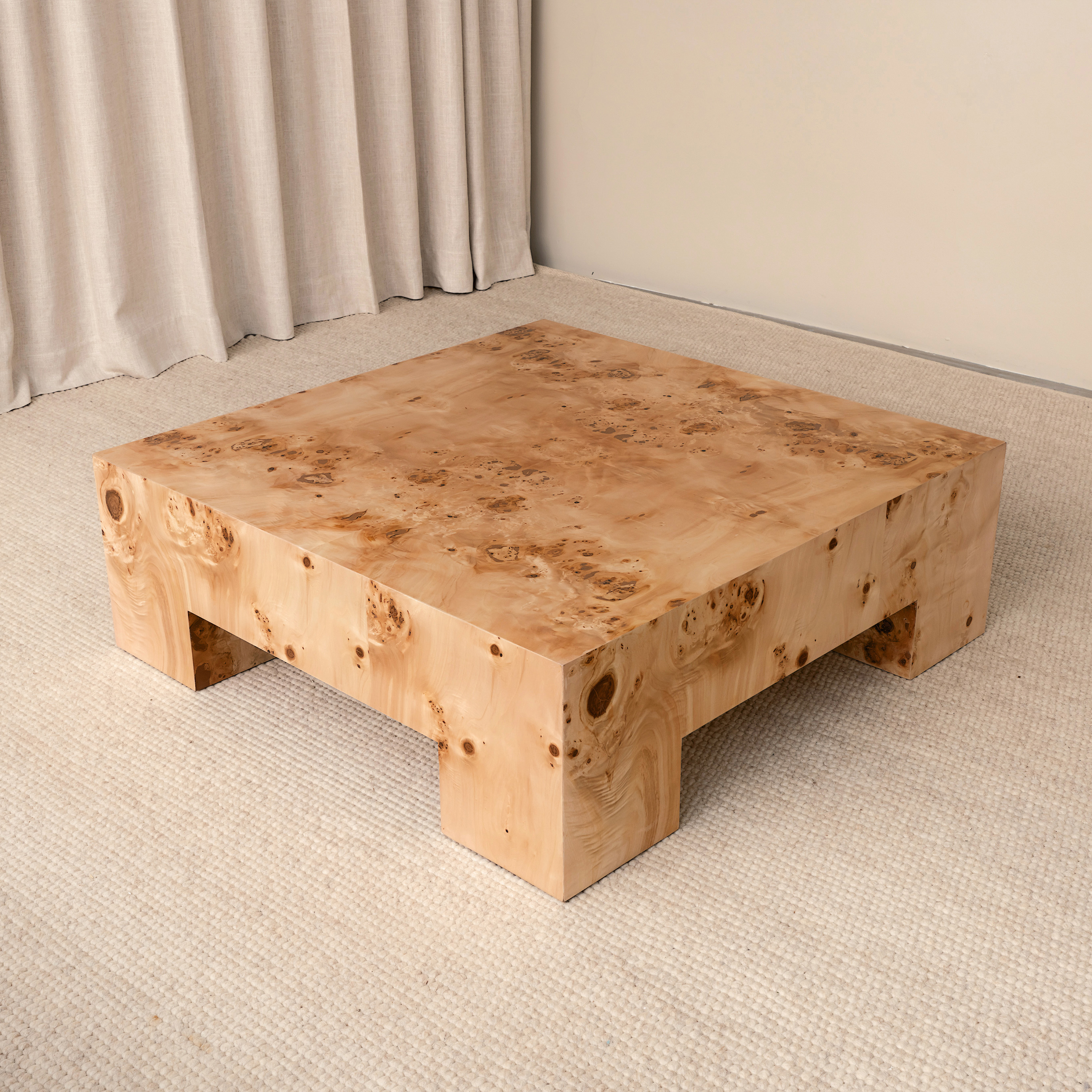 Sleepo Collection - Chunky Sofabord Poppel 90x90 - Beige  - Salongbord