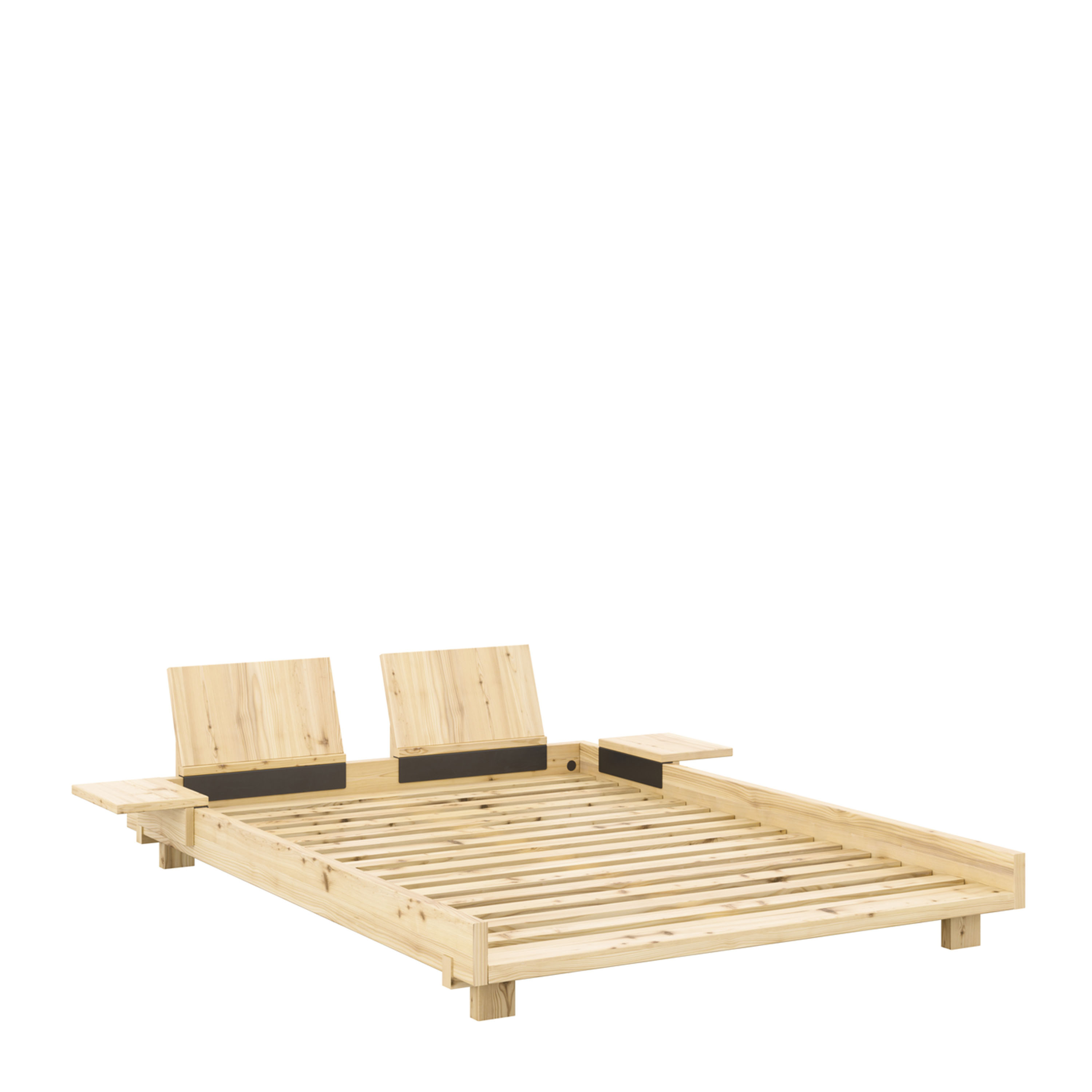 Social Bed Frame Nature 140cm incl. Backrest/Bedside Table