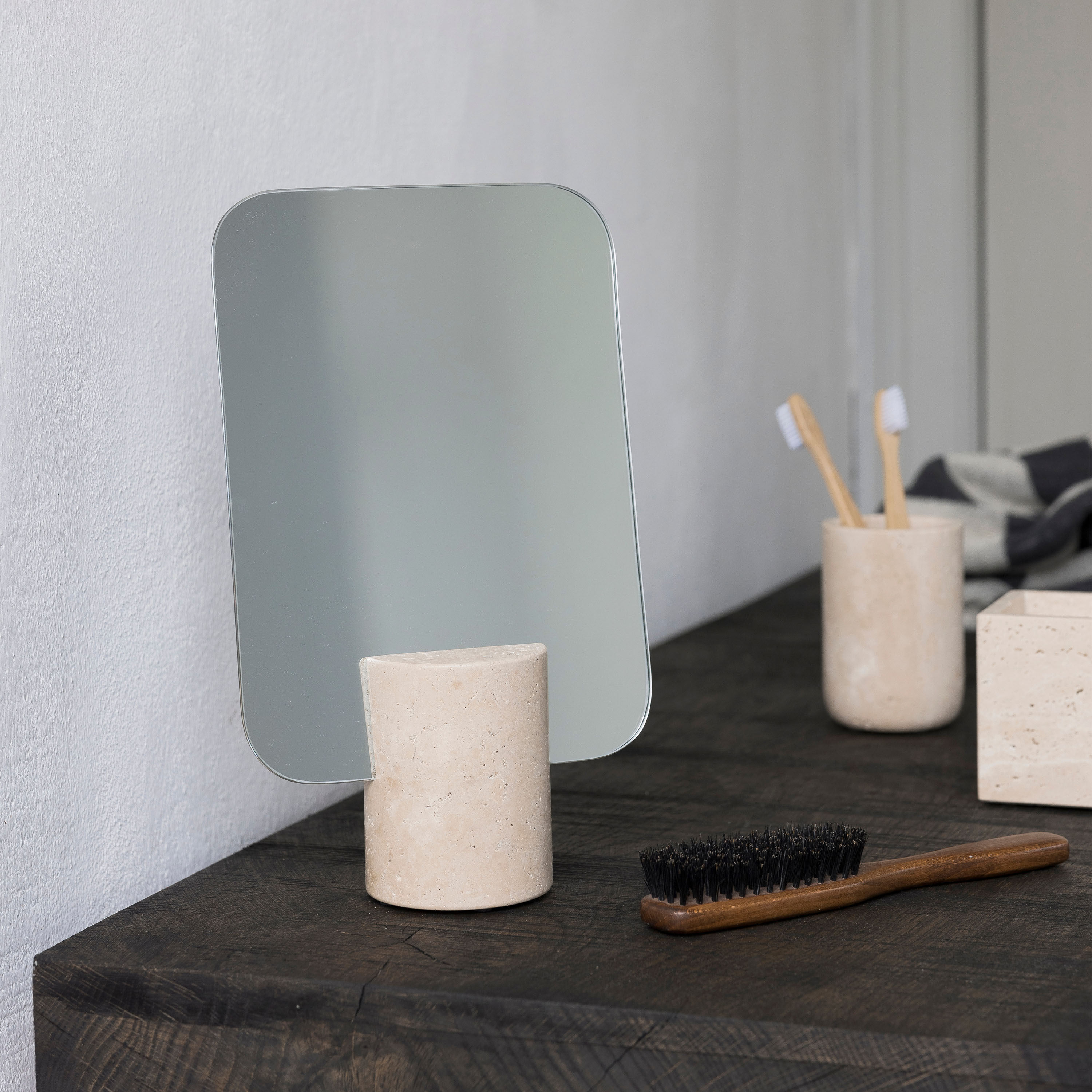 Mette Ditmer Travertine Spegel Linen 18x30