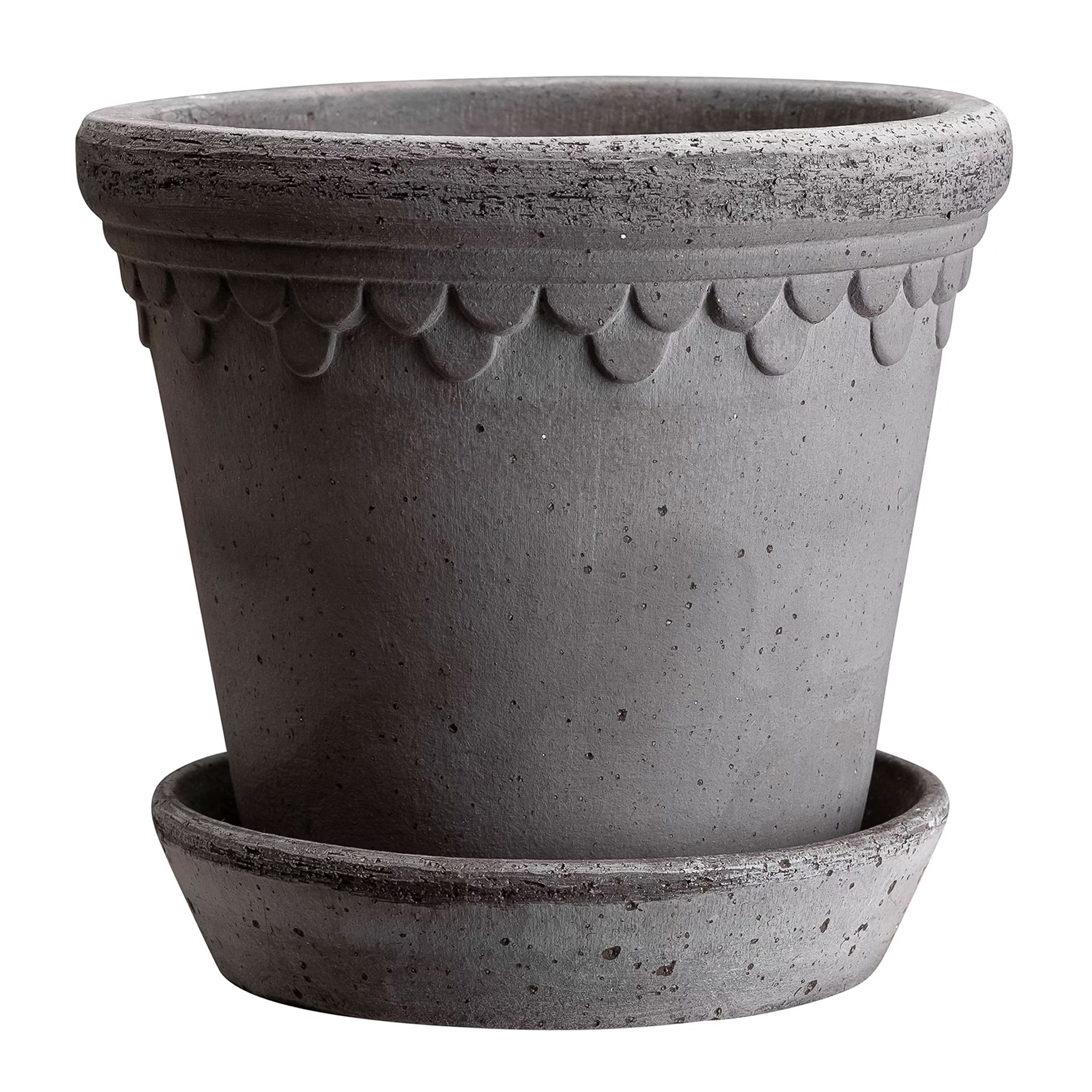 Københavner Kruka med fat Raw Grey Terracotta Ø35