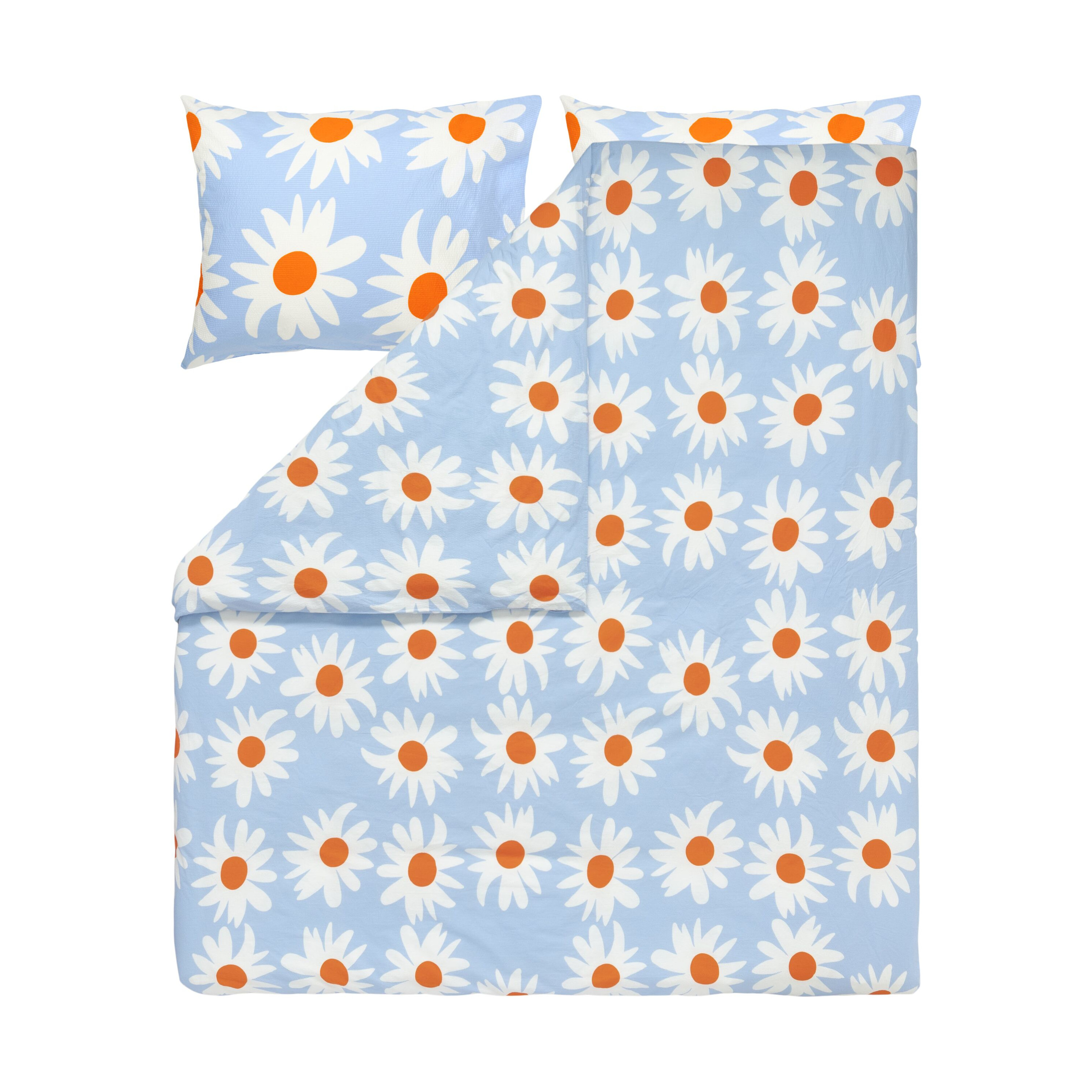 Marimekko Rakastaa Ei Rakasta Pussilakana Light Blue/Off White/Orange 150x210