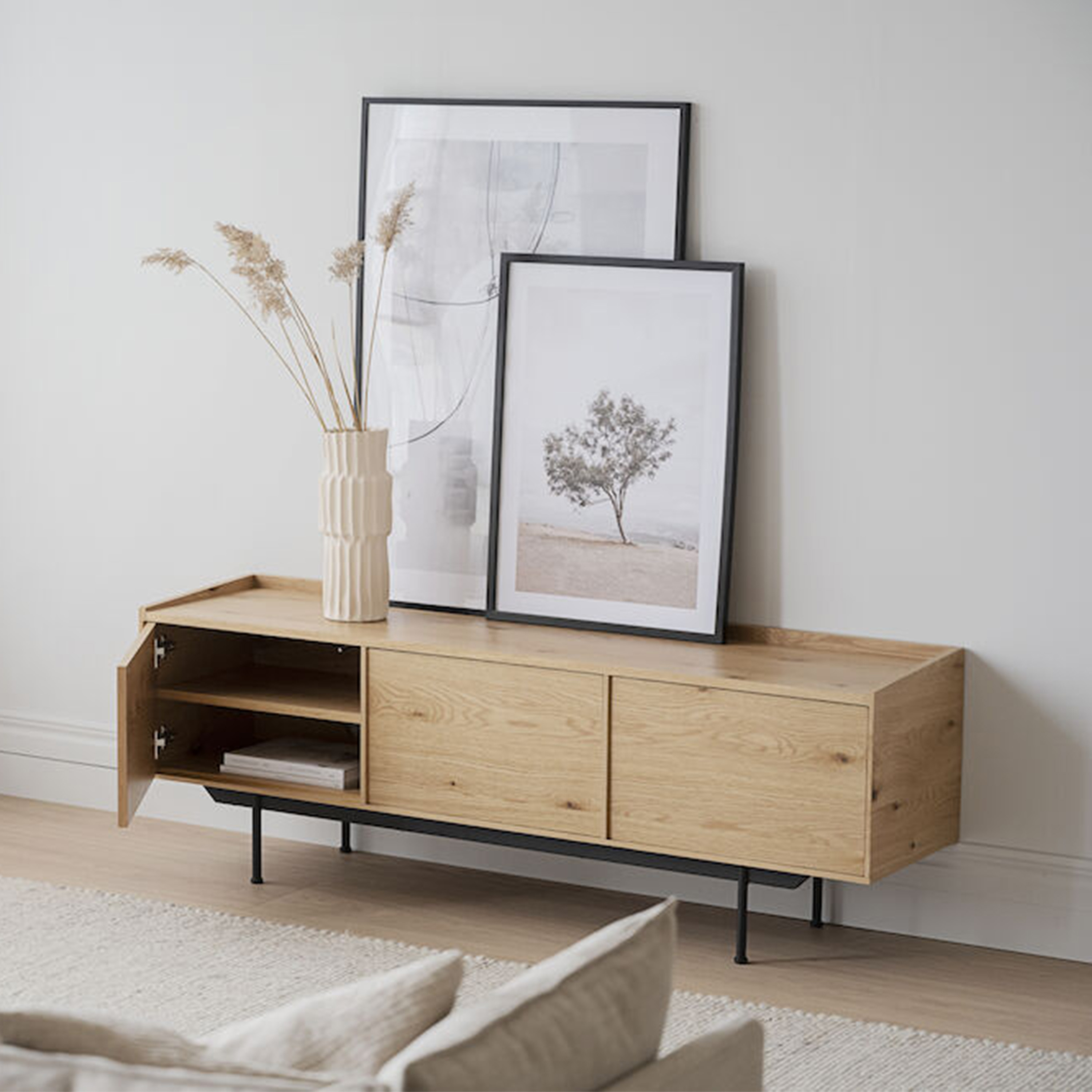 Rowico Home Brewerton TV-Schrank Eiche/Schwarz 160 cm