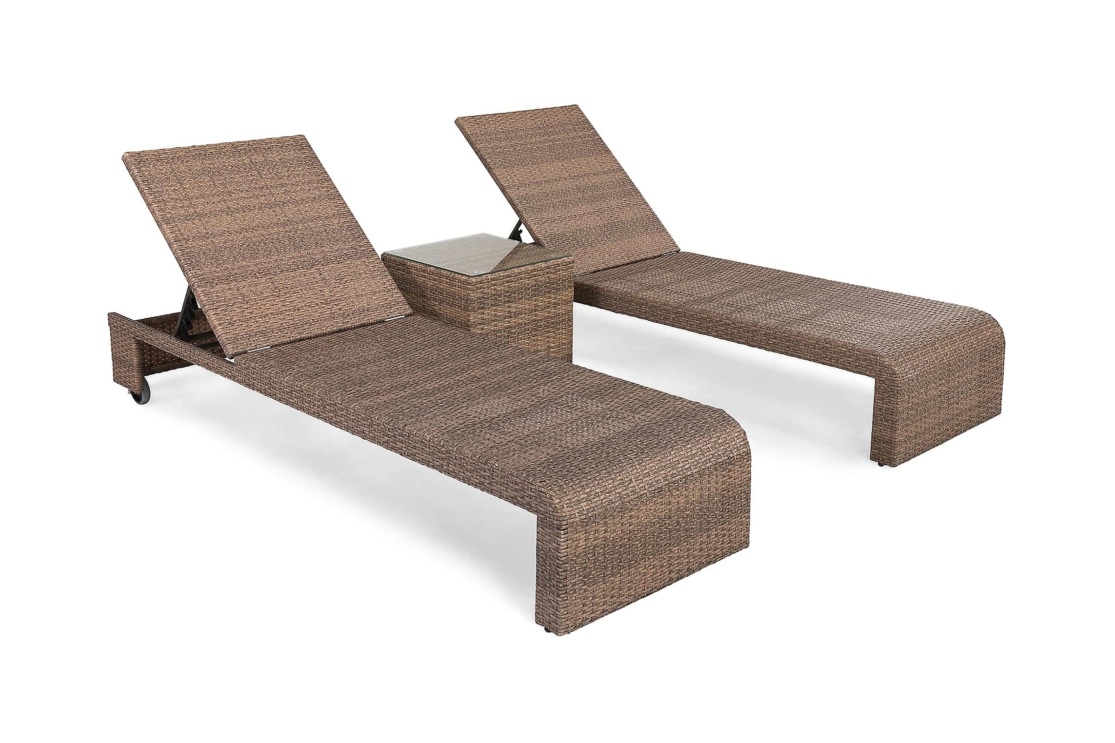 Nordic Outdoor - Bora 2-sits Solsängsset inkl Sidobord Sand - Beige