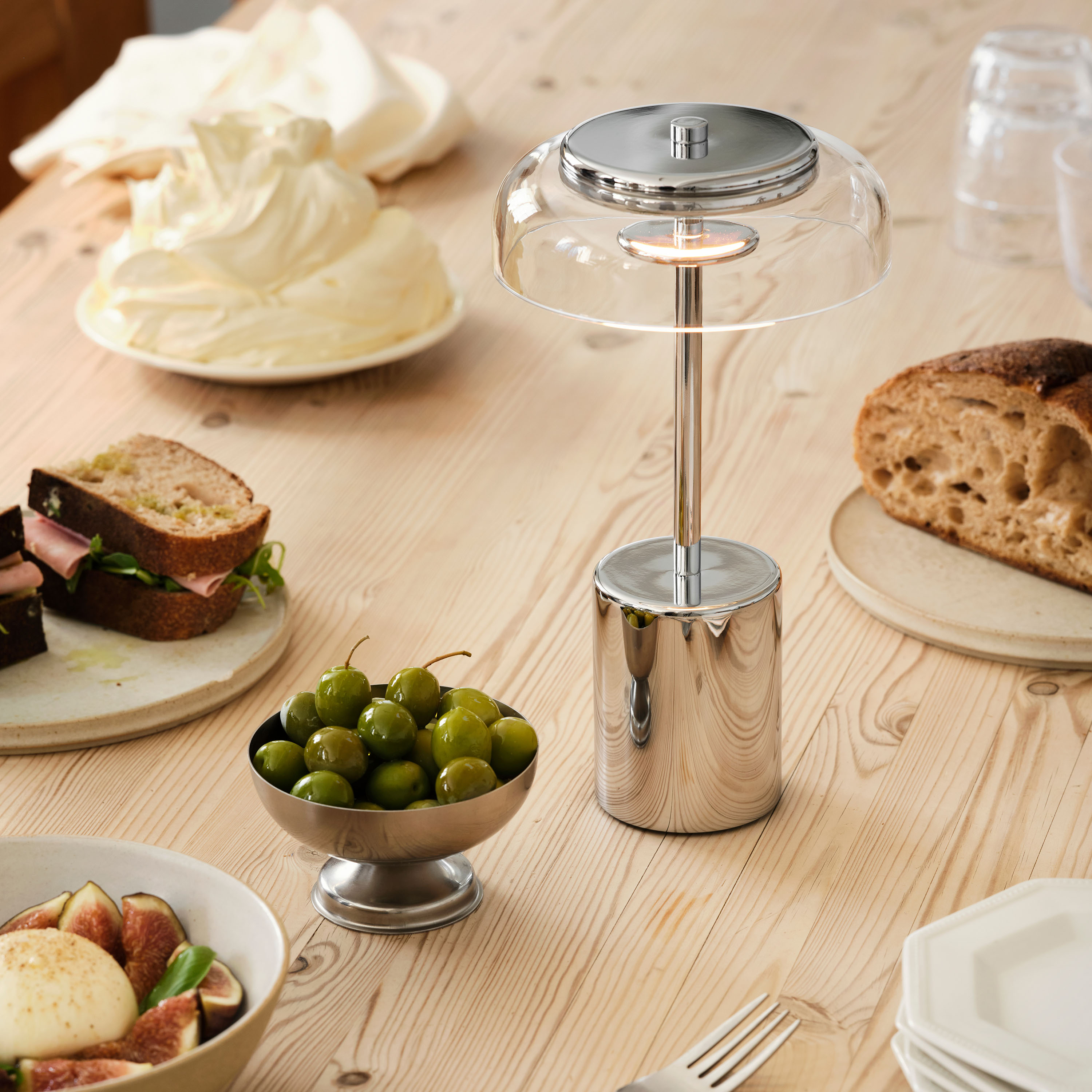 Nuura Blossi Mini Portabel Bordslampa Chrome/Clear