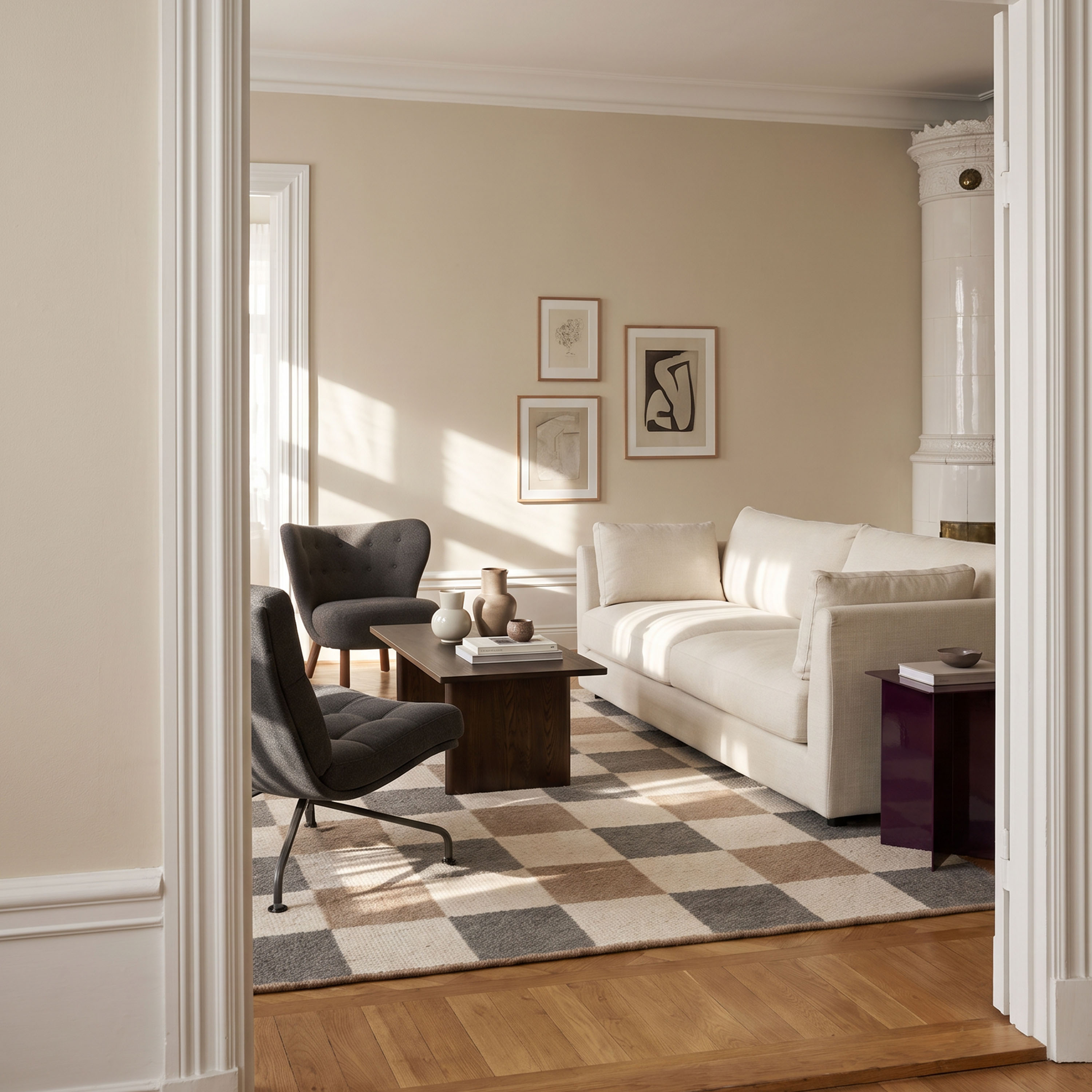 Classic Collection Checked Ullmatta Grey/Natural 170x230