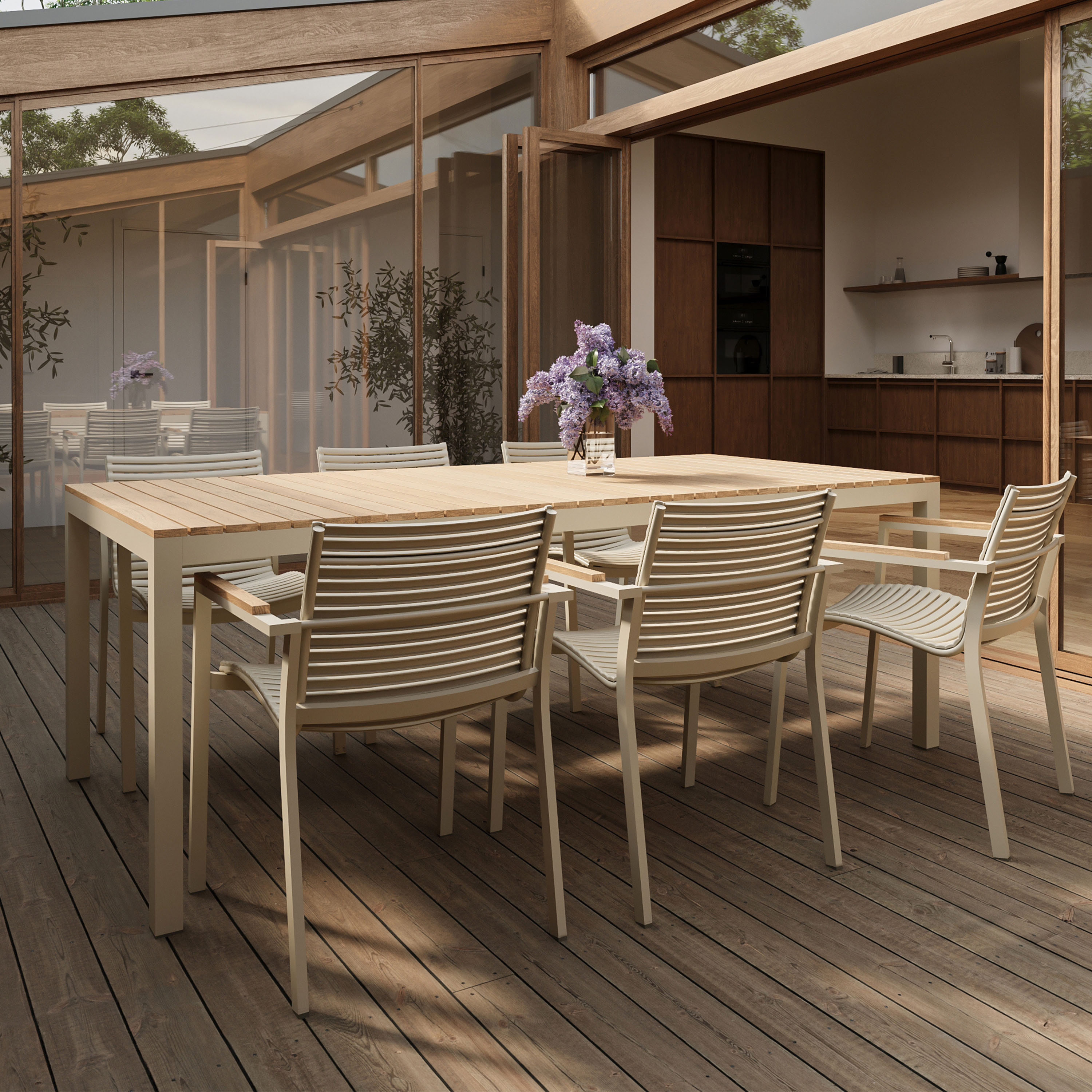 Cinas Mood Extreme Ruokapöytä Sandy Grey/Teak 208x100