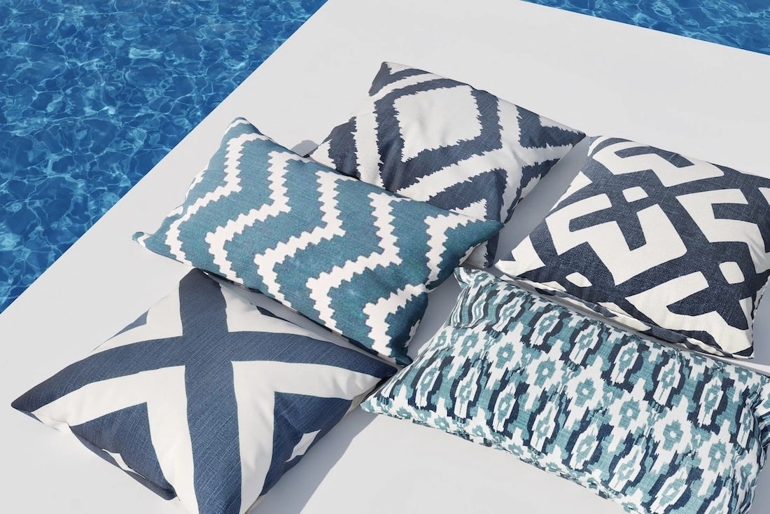 Chhatwal &amp; Jonsson Impal Outdoor Outdoor Dekokissen Blau/Weiß 50x50