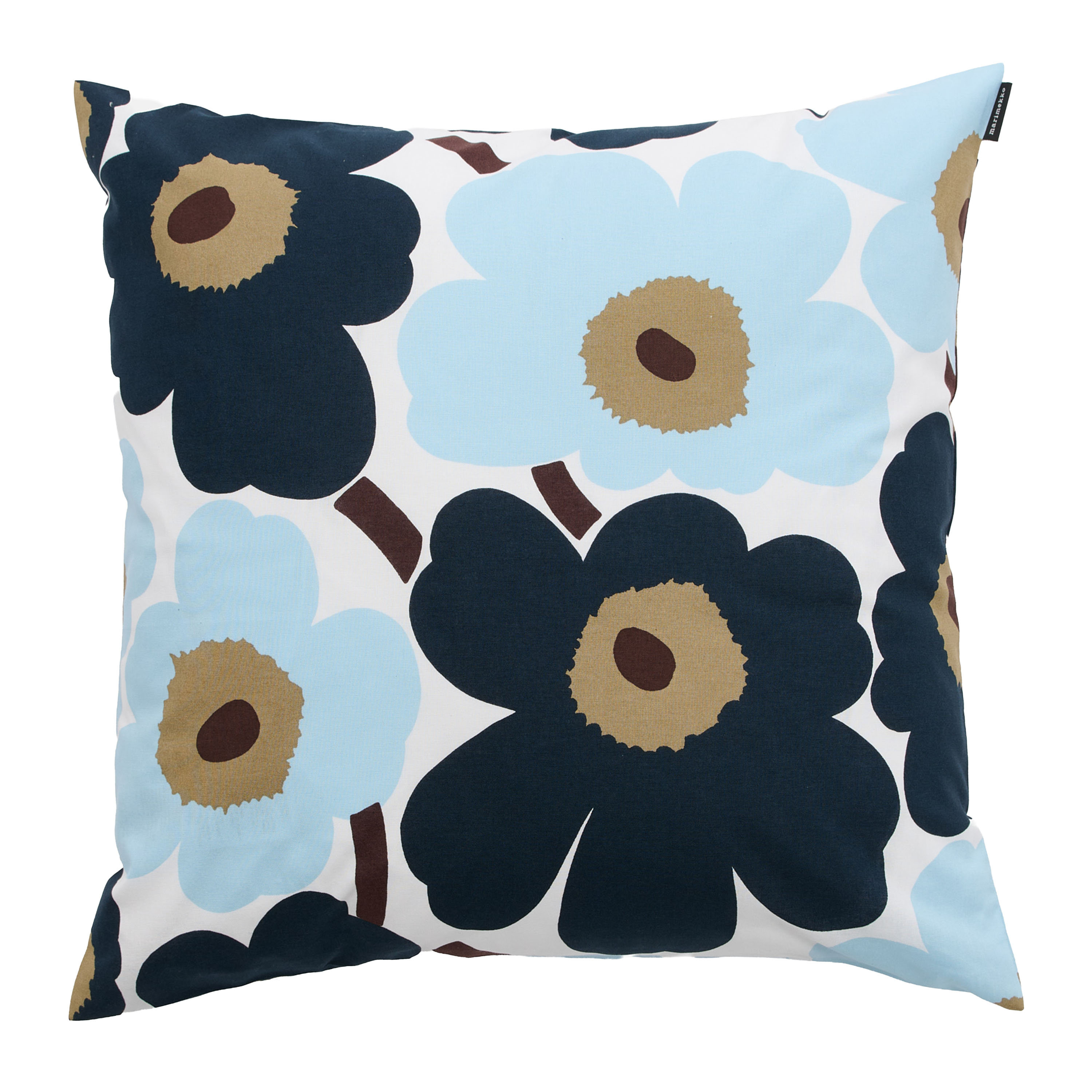 Pieni Unikko Kuddfodral White/Blueberry/Dark Brown 50x50