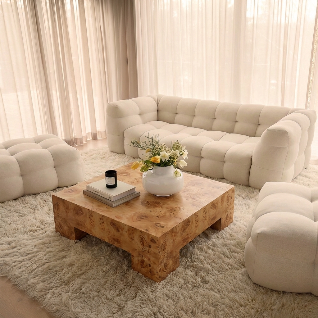 Sleepo Collection Chunky Couchtisch Pappel 90x90