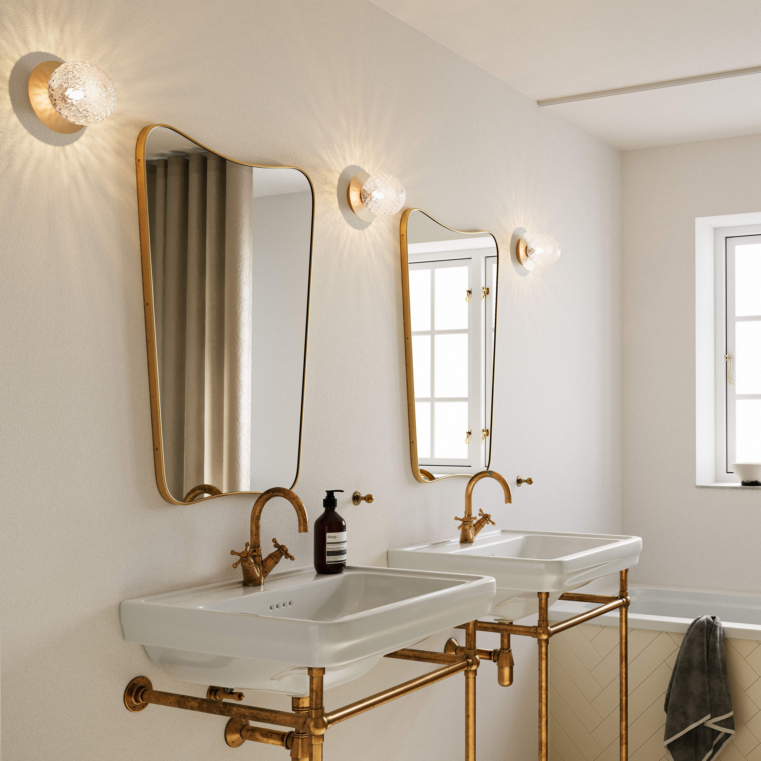Nuura Liila 1 Vägg/Taklampa Nordic Gold/Optic Clear Small