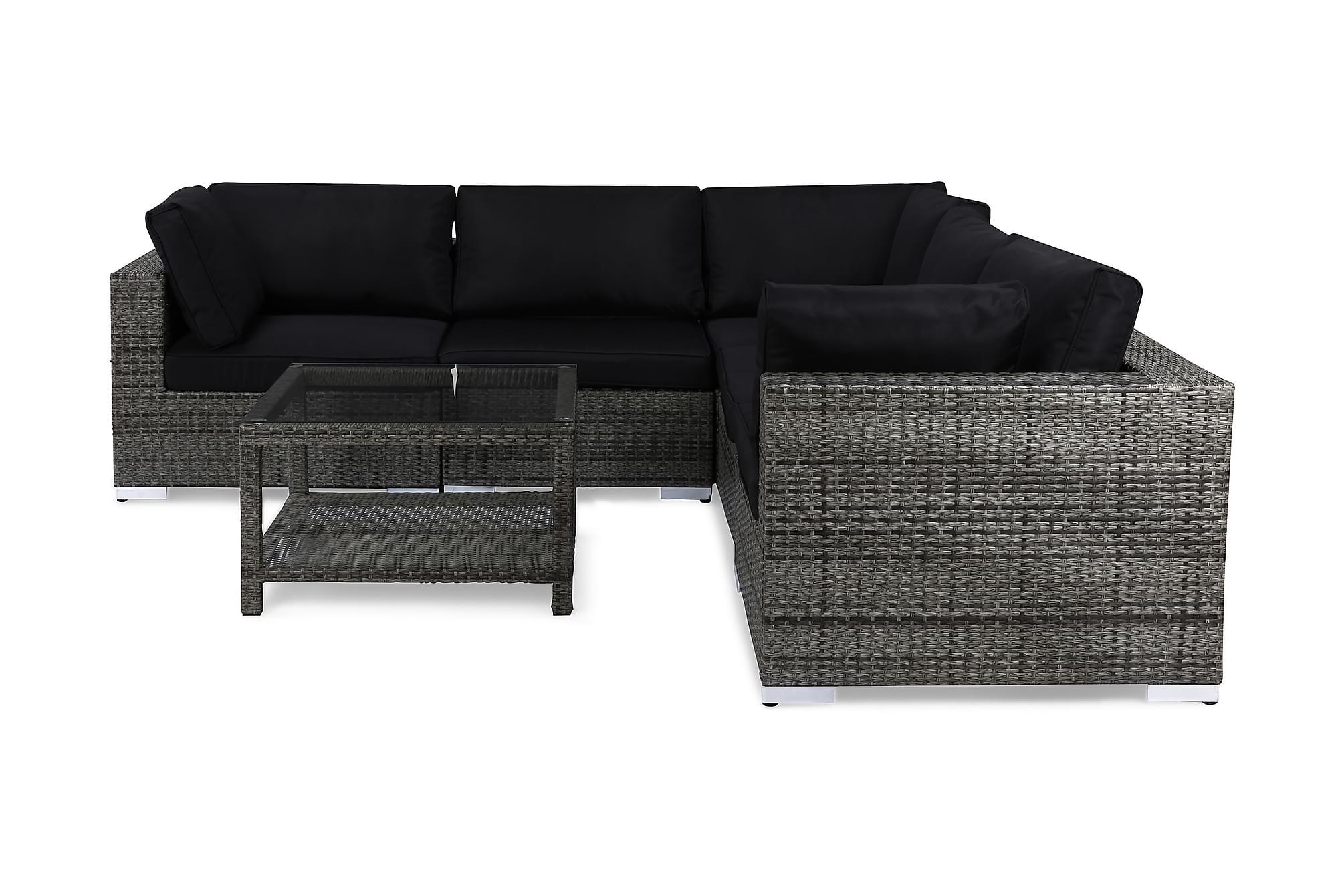 Nordic Outdoor - Bora 5-sits Loungesoffa inkl Bord m Hylla Grå 75x75cm