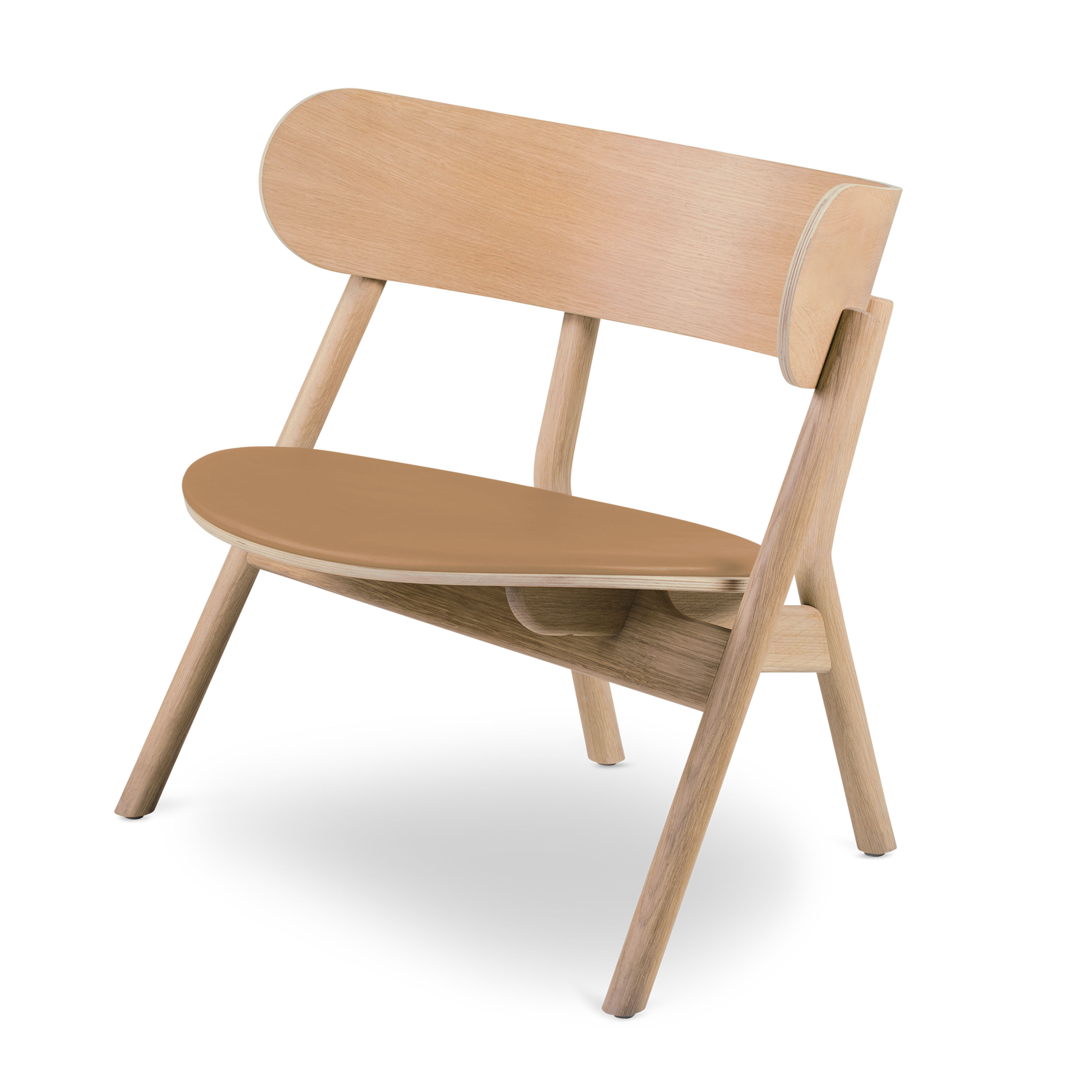 Oaki Loungestol Brown Leather/Light Oil Oak