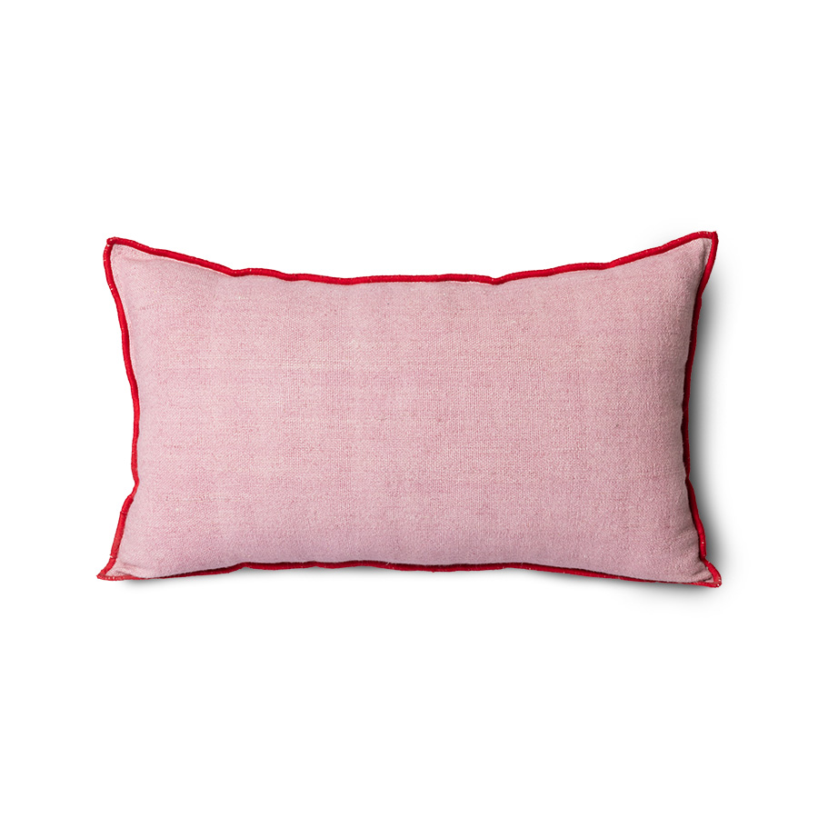 HKliving - Linen Pyntepute Candyfloss 50x30 - Rosa  - Dekorasjonspute