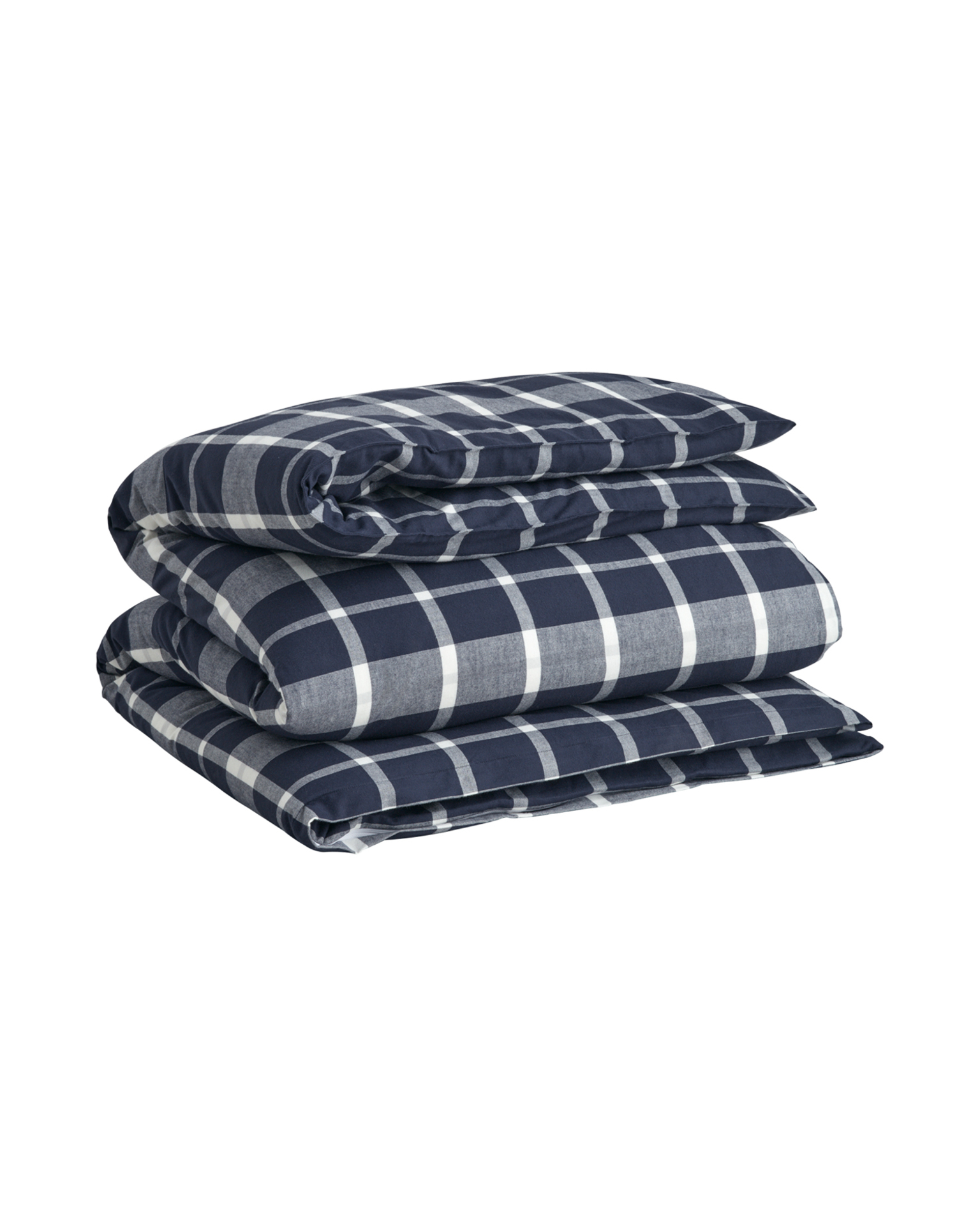 GANT Home - Flannel Check Påslakan Marine Dubbel - Blå