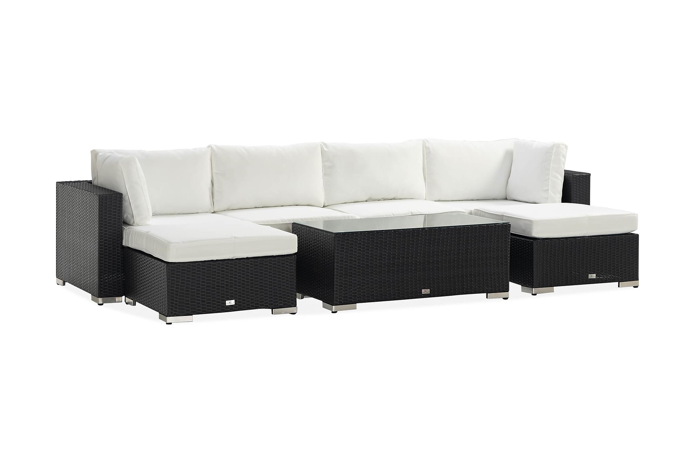 Nordic Outdoor - Bora 6-sits Loungesoffa inkl Divan/Blockbord Svart