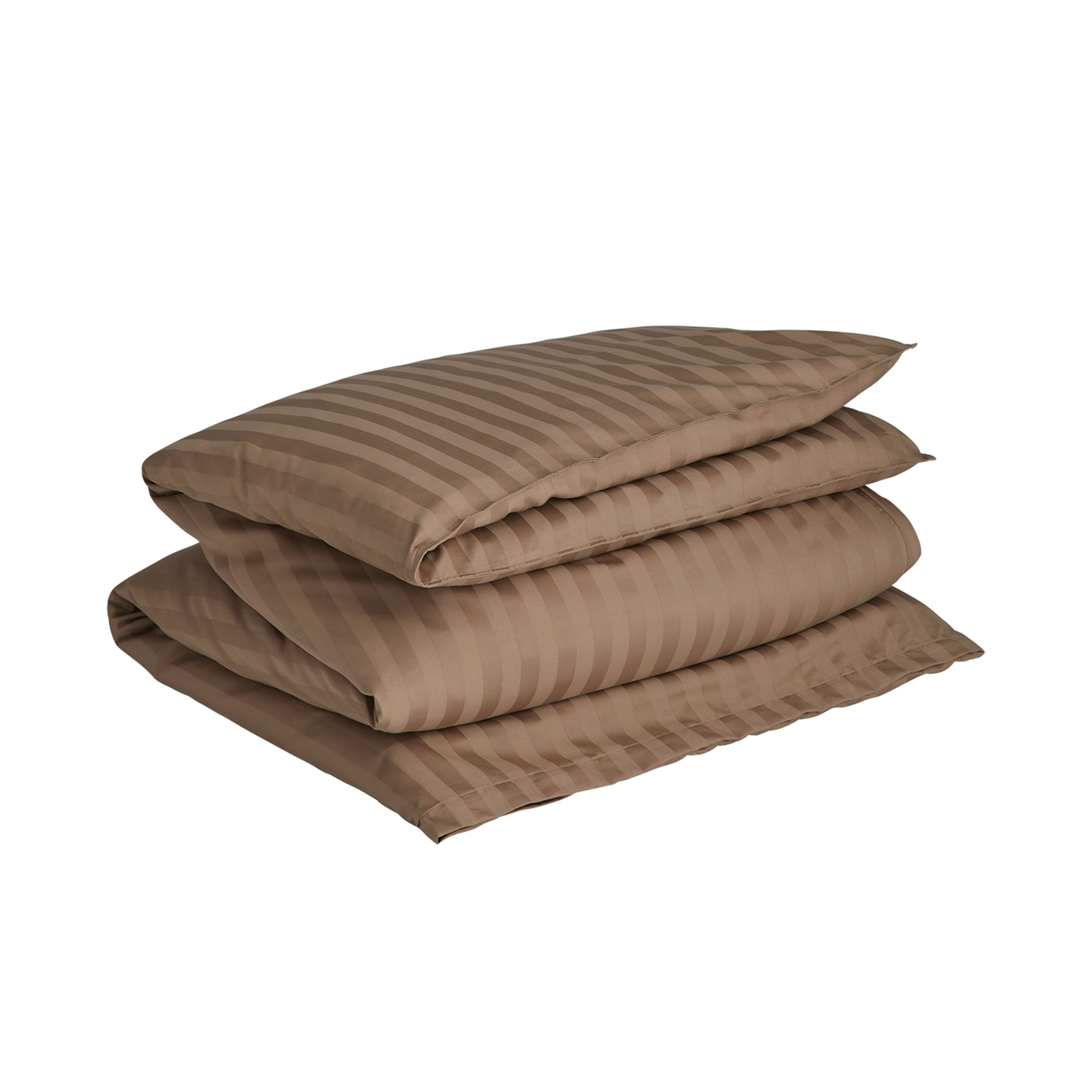 Sateen Stripes Påslakan Taupe Beige Dubbel