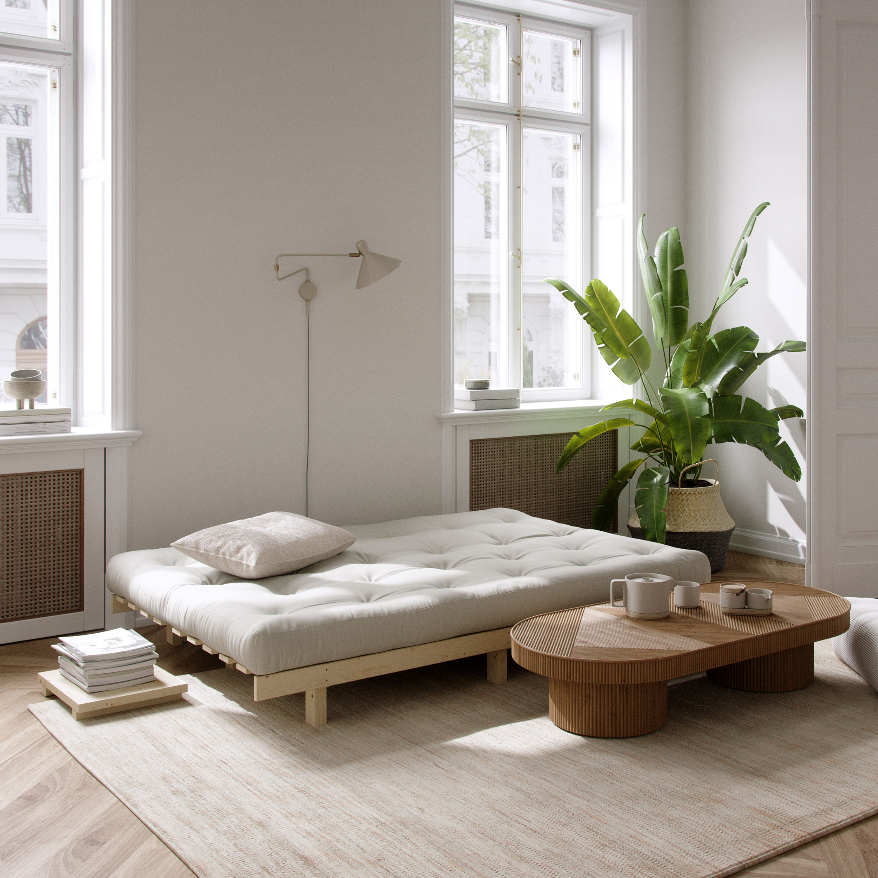 Karup Design Lean Vuodesohva Natur/Petrol Blue 190cm