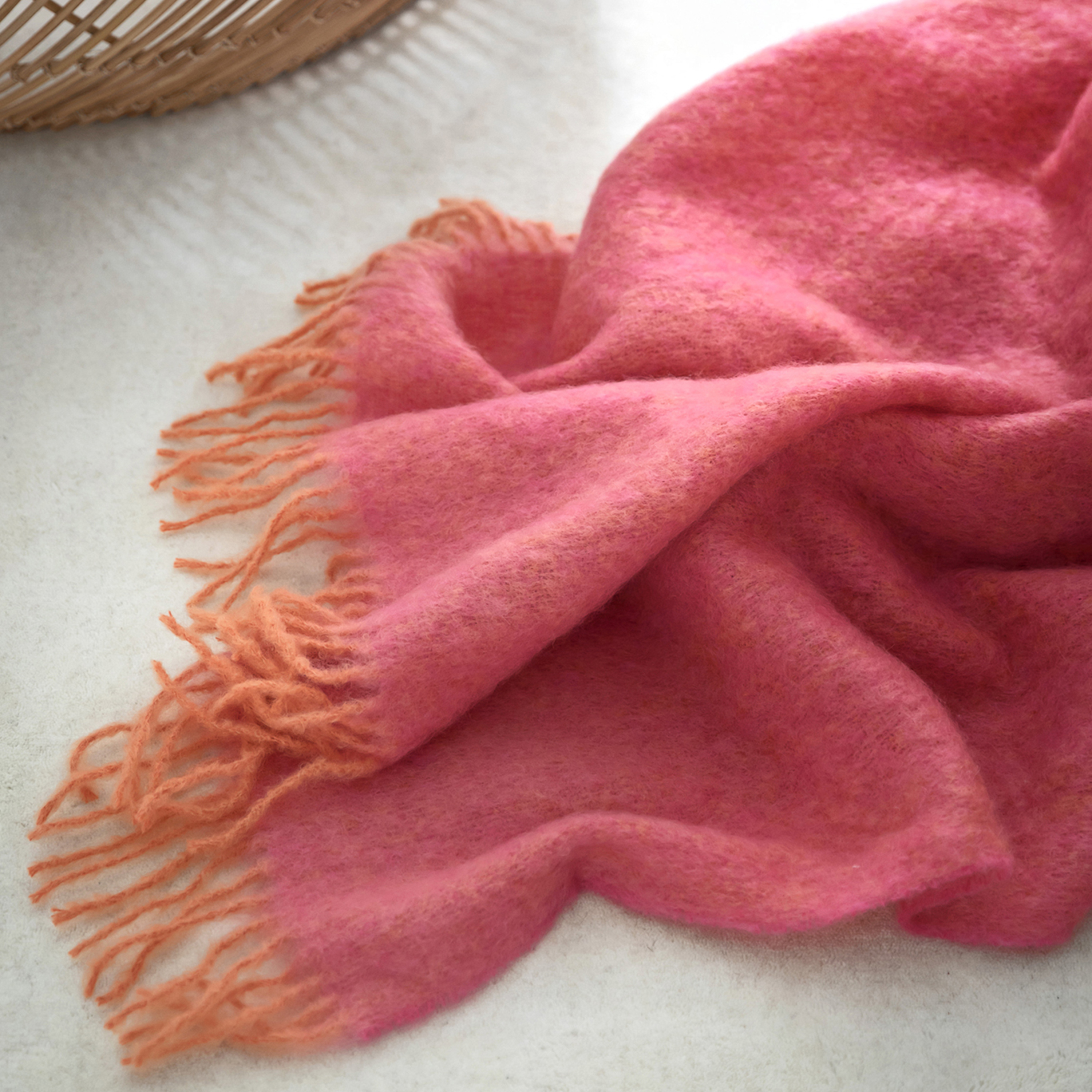 Stackelbergs Mohair Decke Orange/Pfingstrose Melange