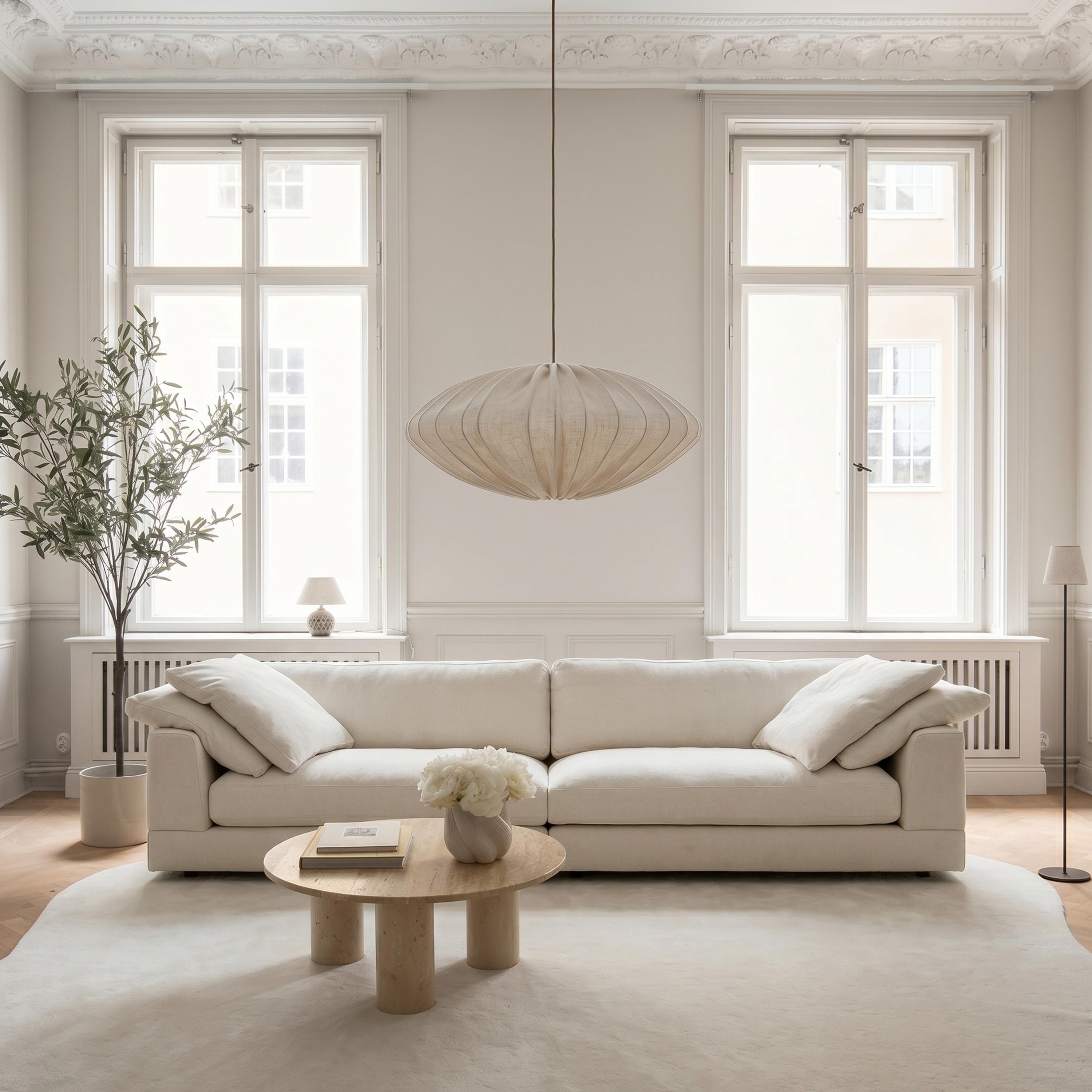 Sleepo Collection Cooper 4-Sitzer-Sofa Creme 324cm