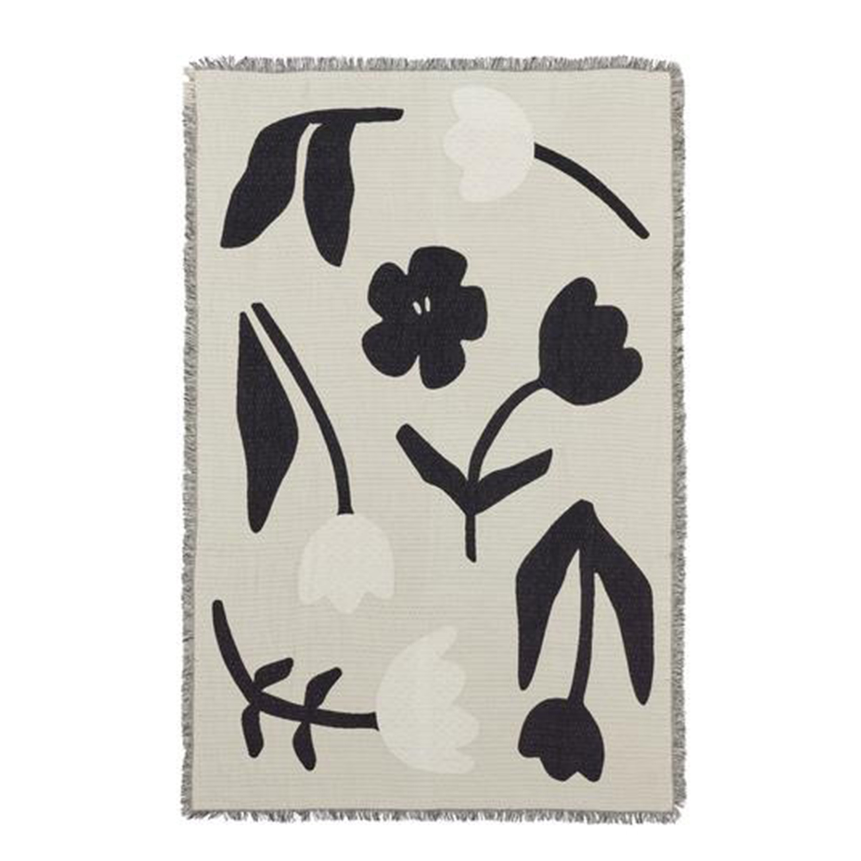 Broste Copenhagen - Rosita Pläd Black/Off White 130x180 - Svart