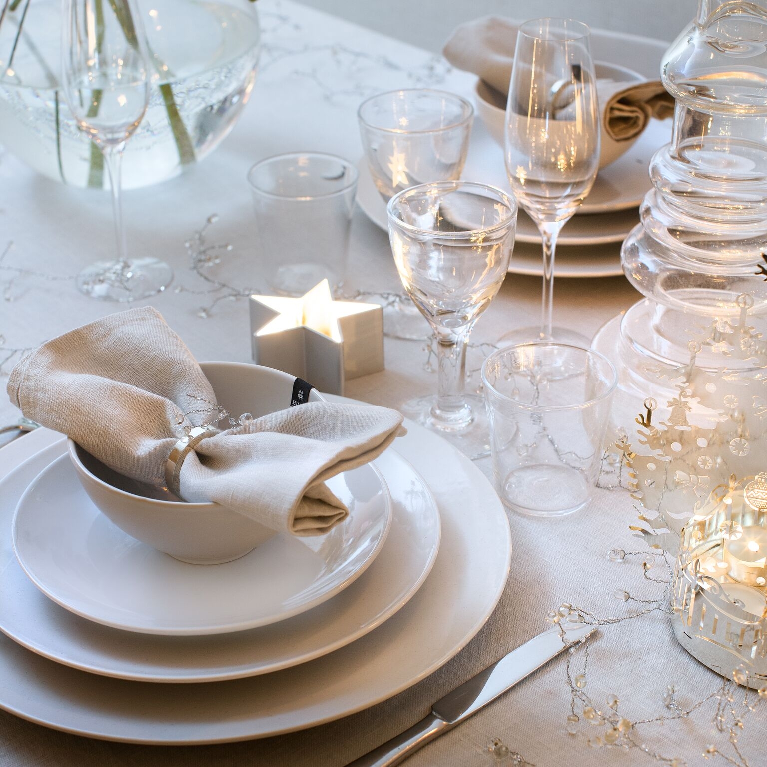 Himla Sunshine Tischläufer Leinen Weiß