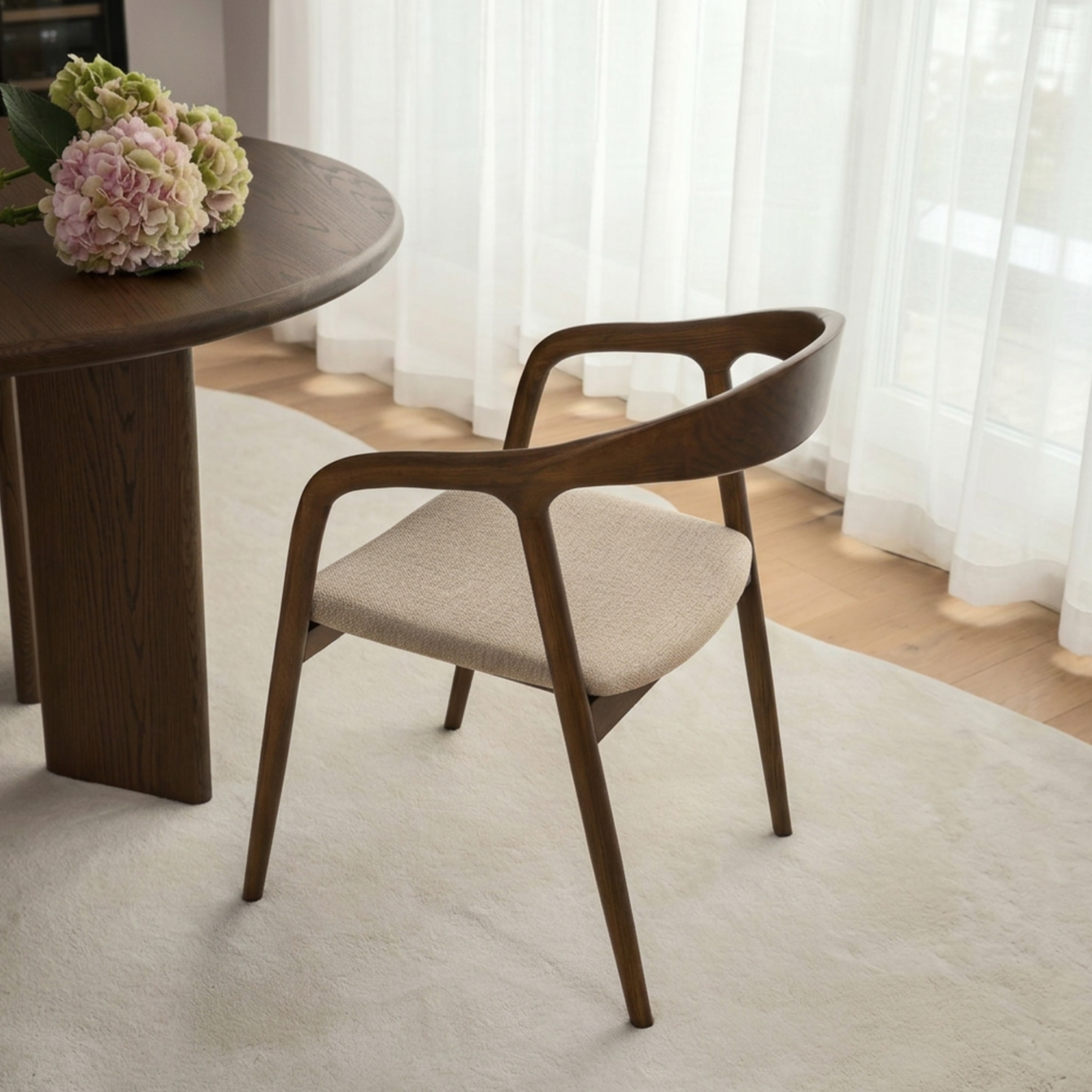 Sleepo Collection Casper Dining Armchair Brown Stained/Beige