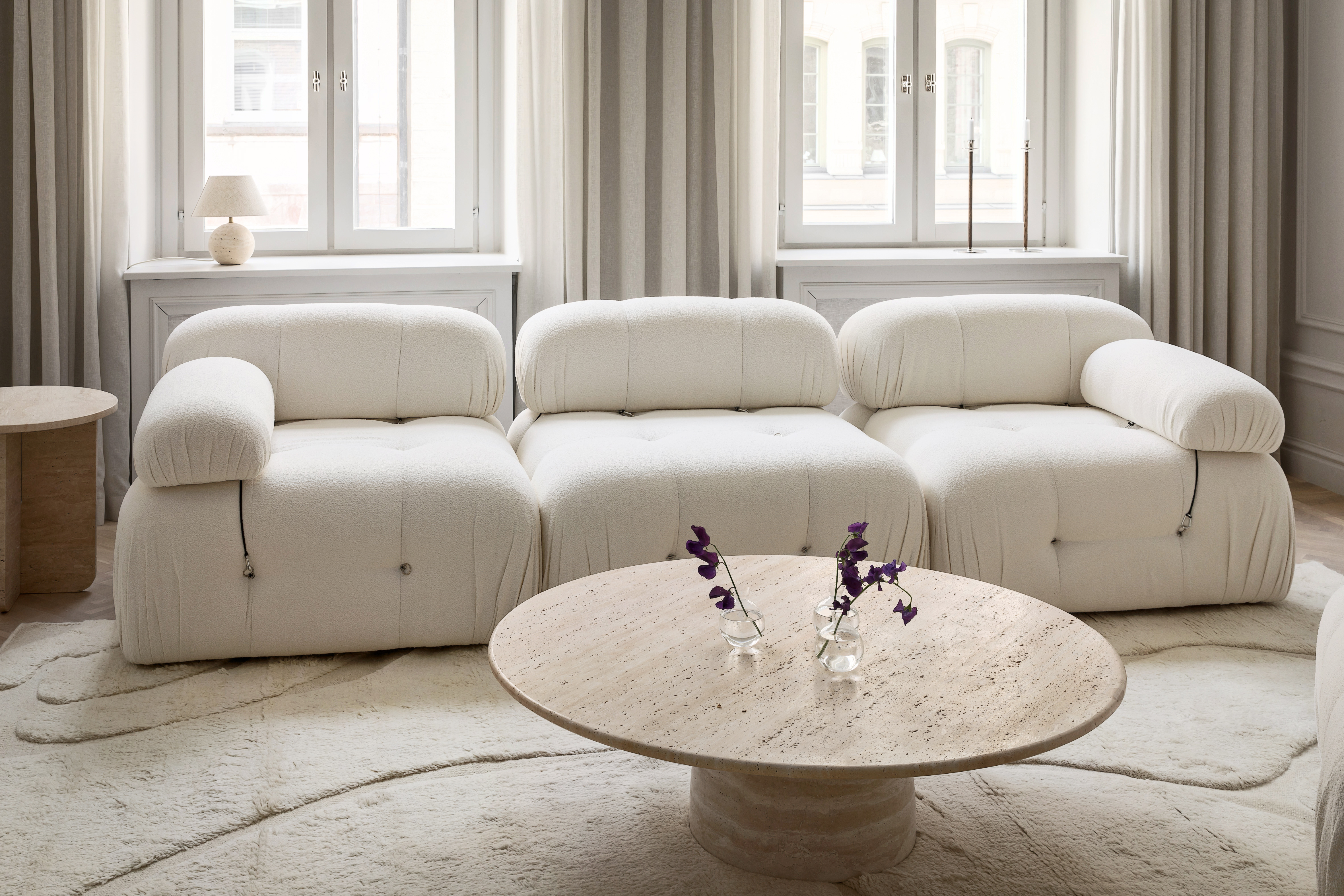 Sleepo Collection Blanca 3-sits Soffa White Bouclé