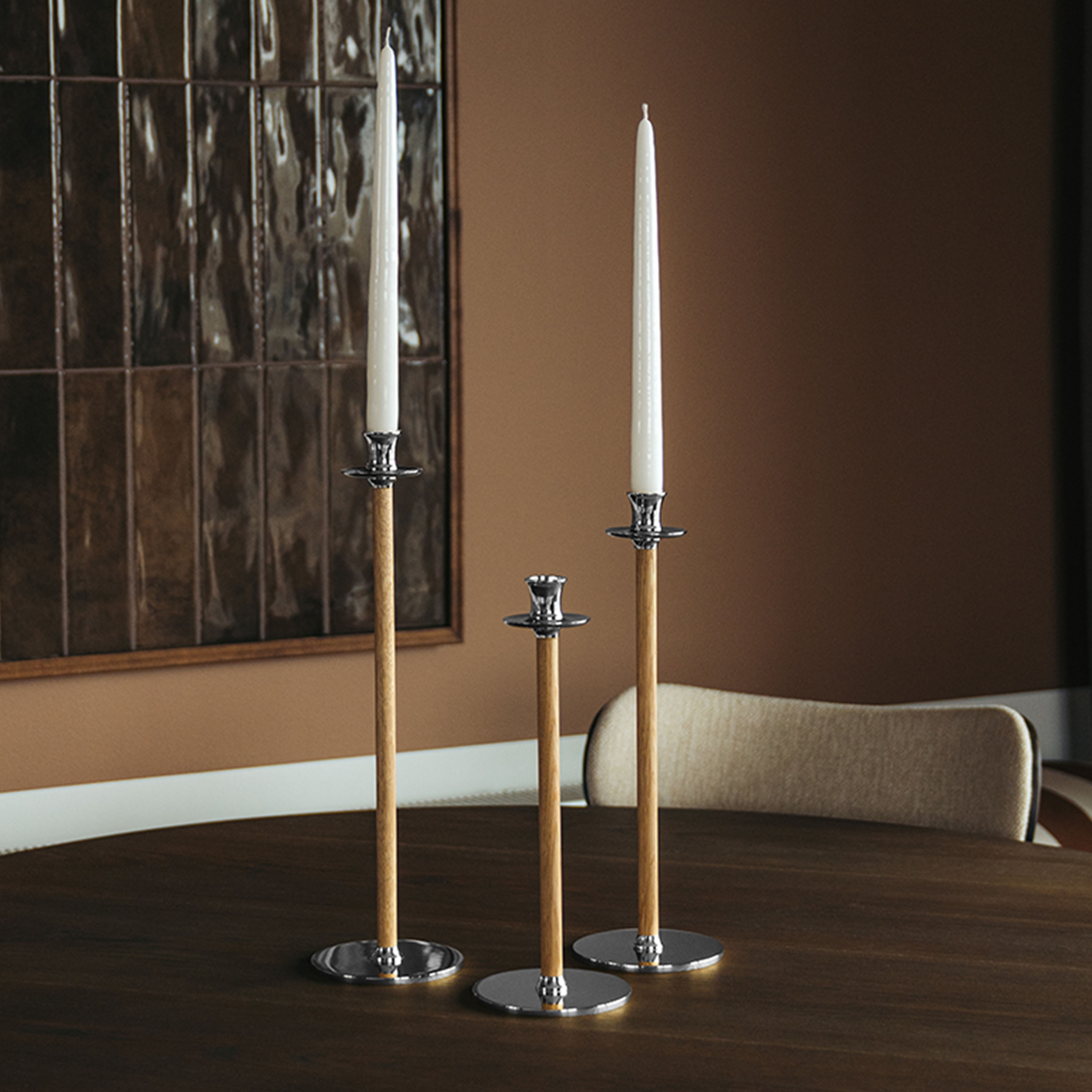 Hilke Collection Alto Basso Ljusstake Silver/White pigmented 30cm