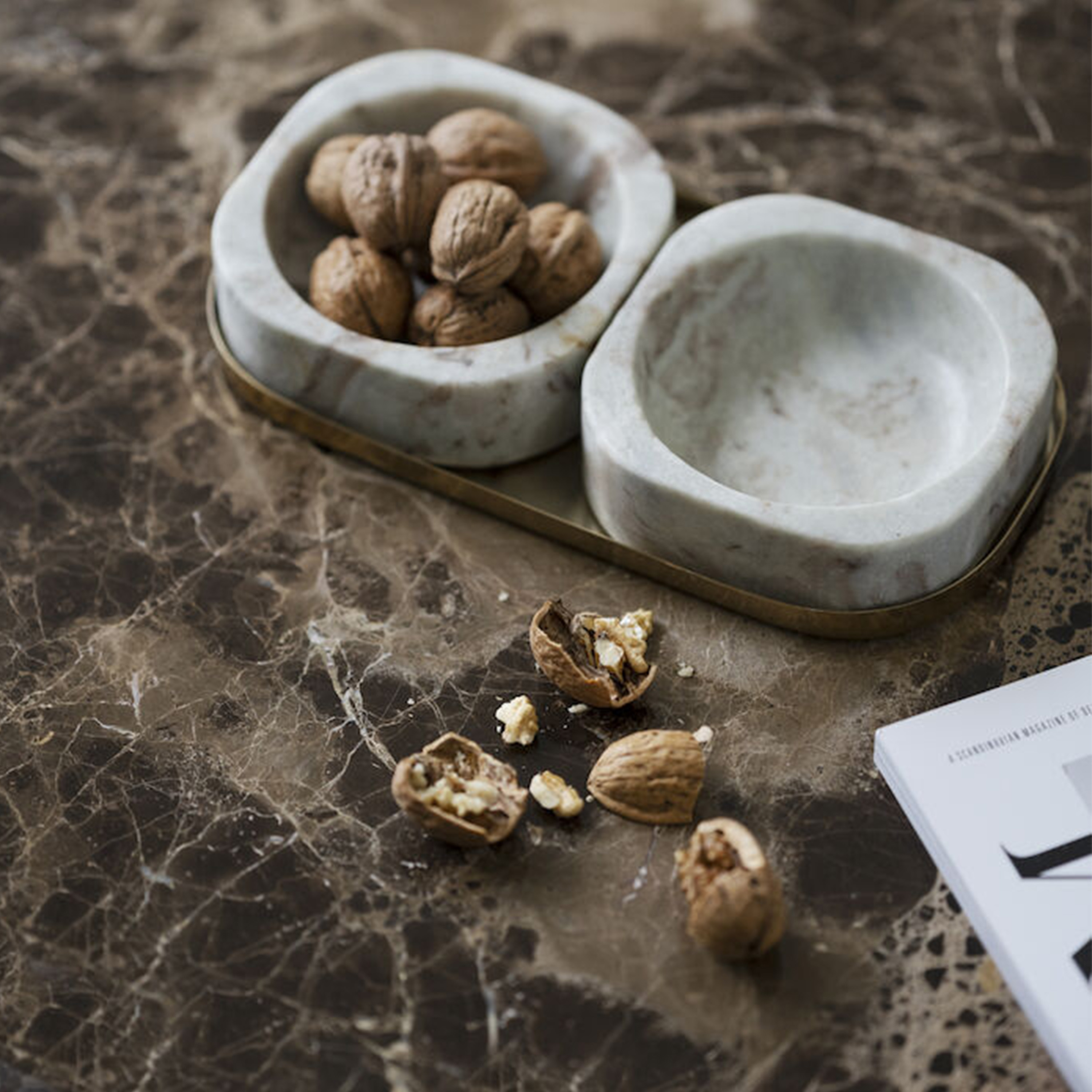 Rowico Home Hammond Soffbord Brun Ek/Brun Marmor 135x62