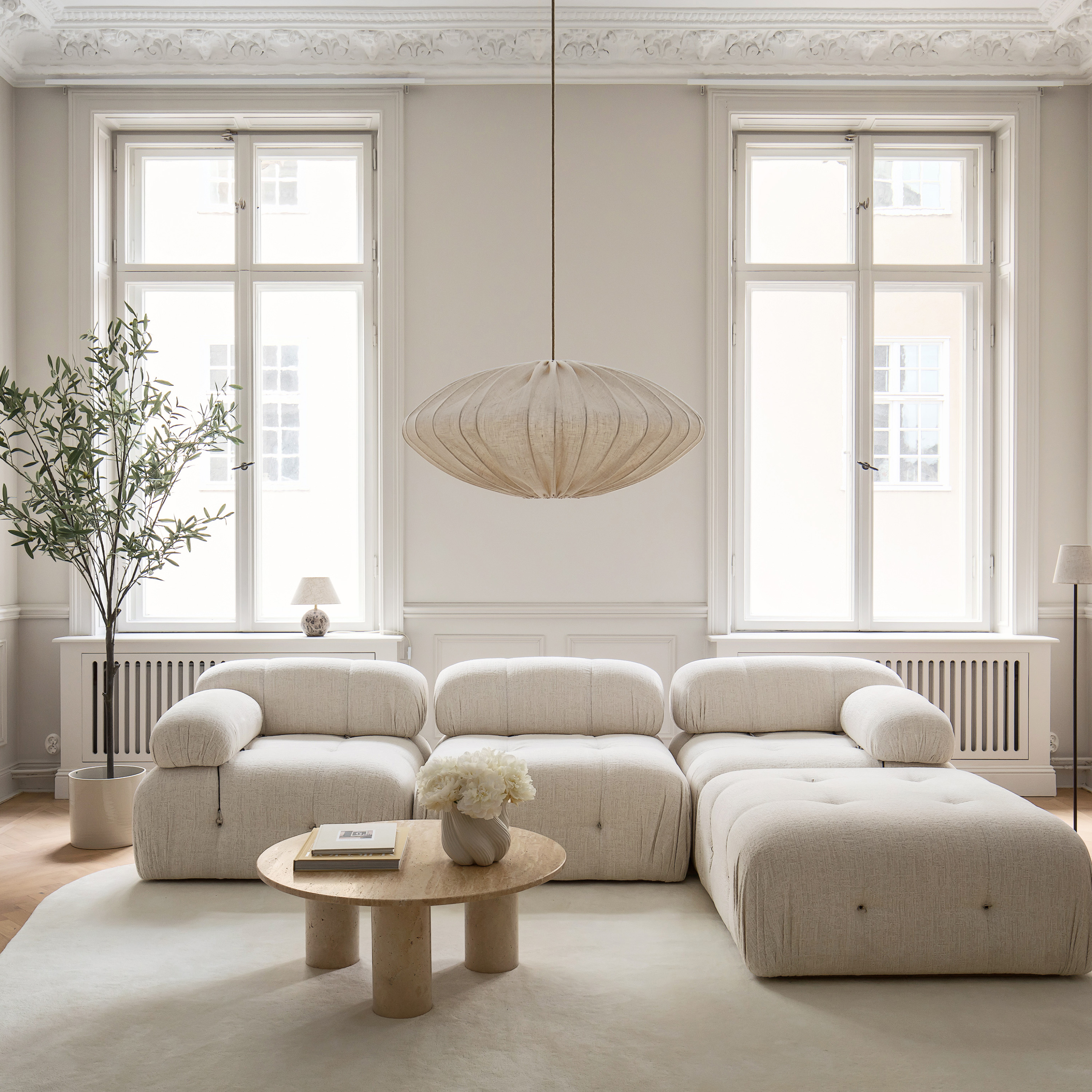 Watt &amp; Veke Ellipse Deckenlampe Leinen Natur 80