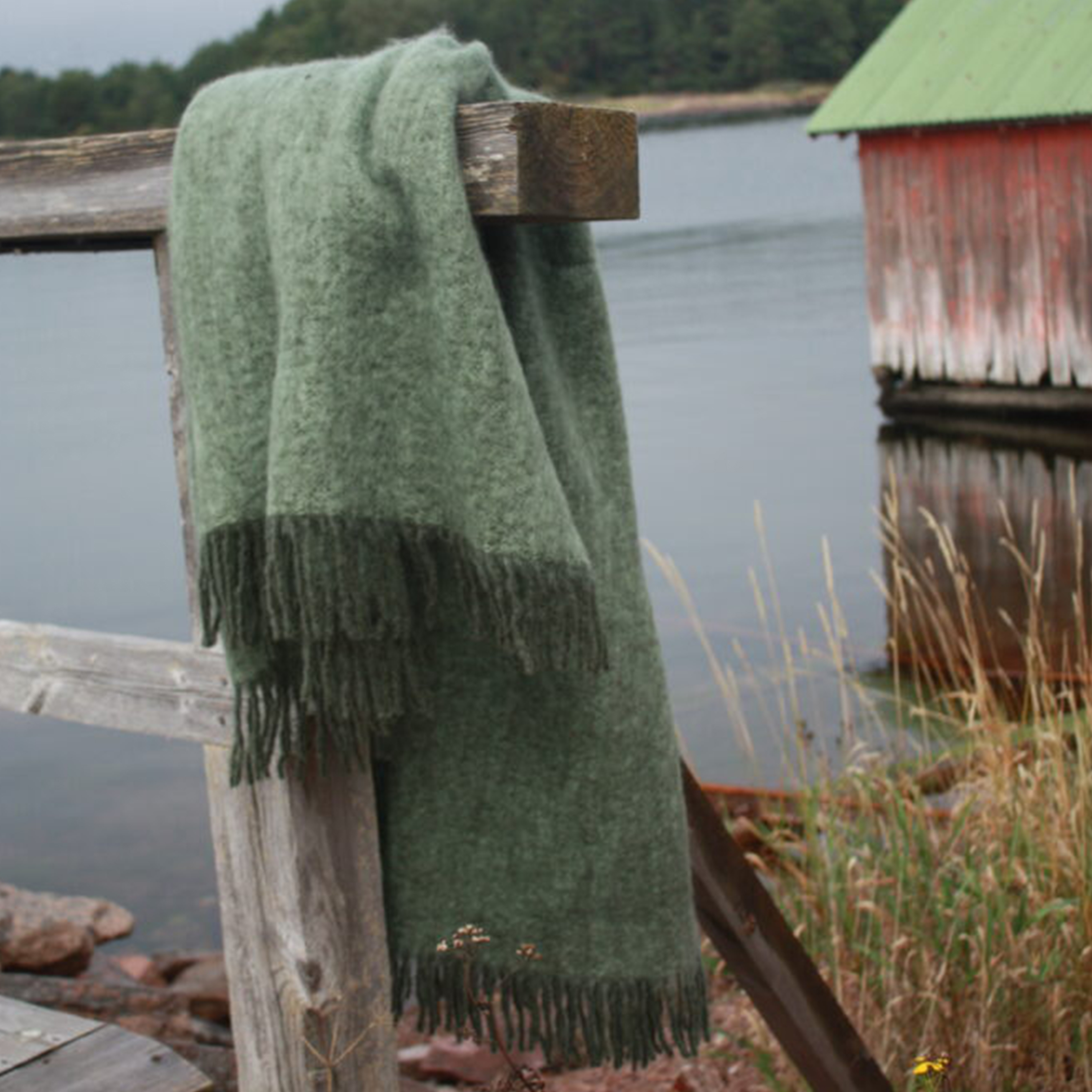 Stackelbergs Mohair Pläd Moss/Green Melange