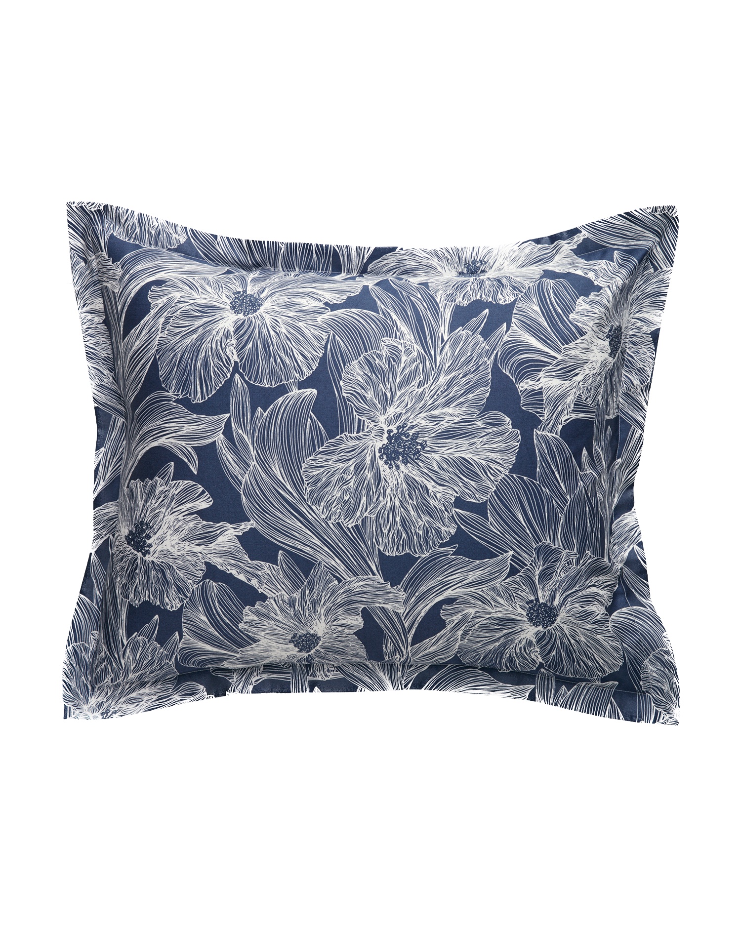 GANT Home - Floral Waves Örngott Dusty Navy 50x60 - Blå