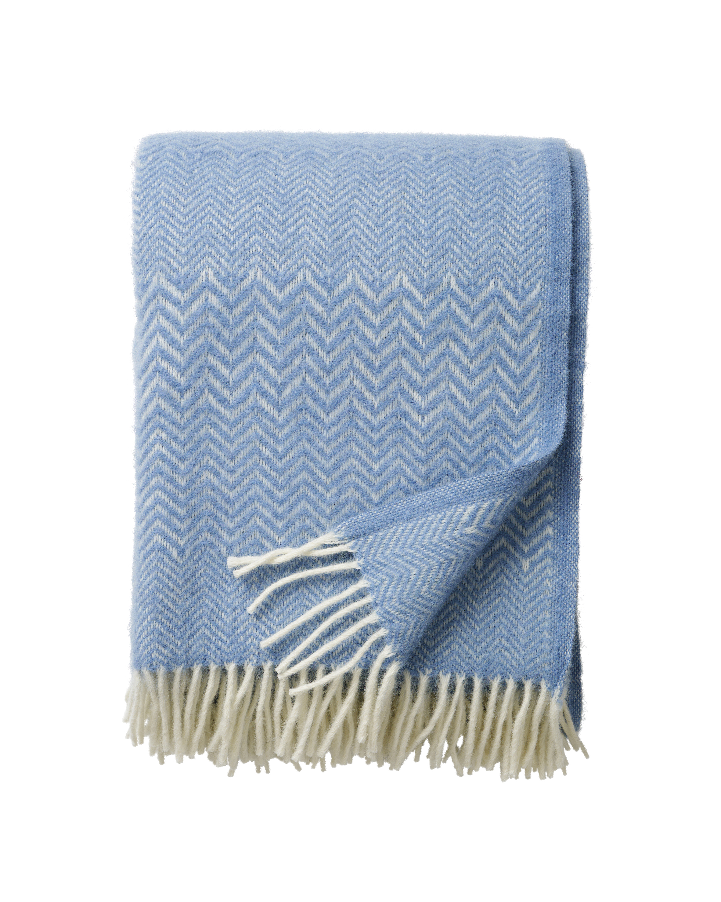 Klippan Yllefabrik - Zigzag Wollplaid Infinity Blue 130x200 - Blau - Decken