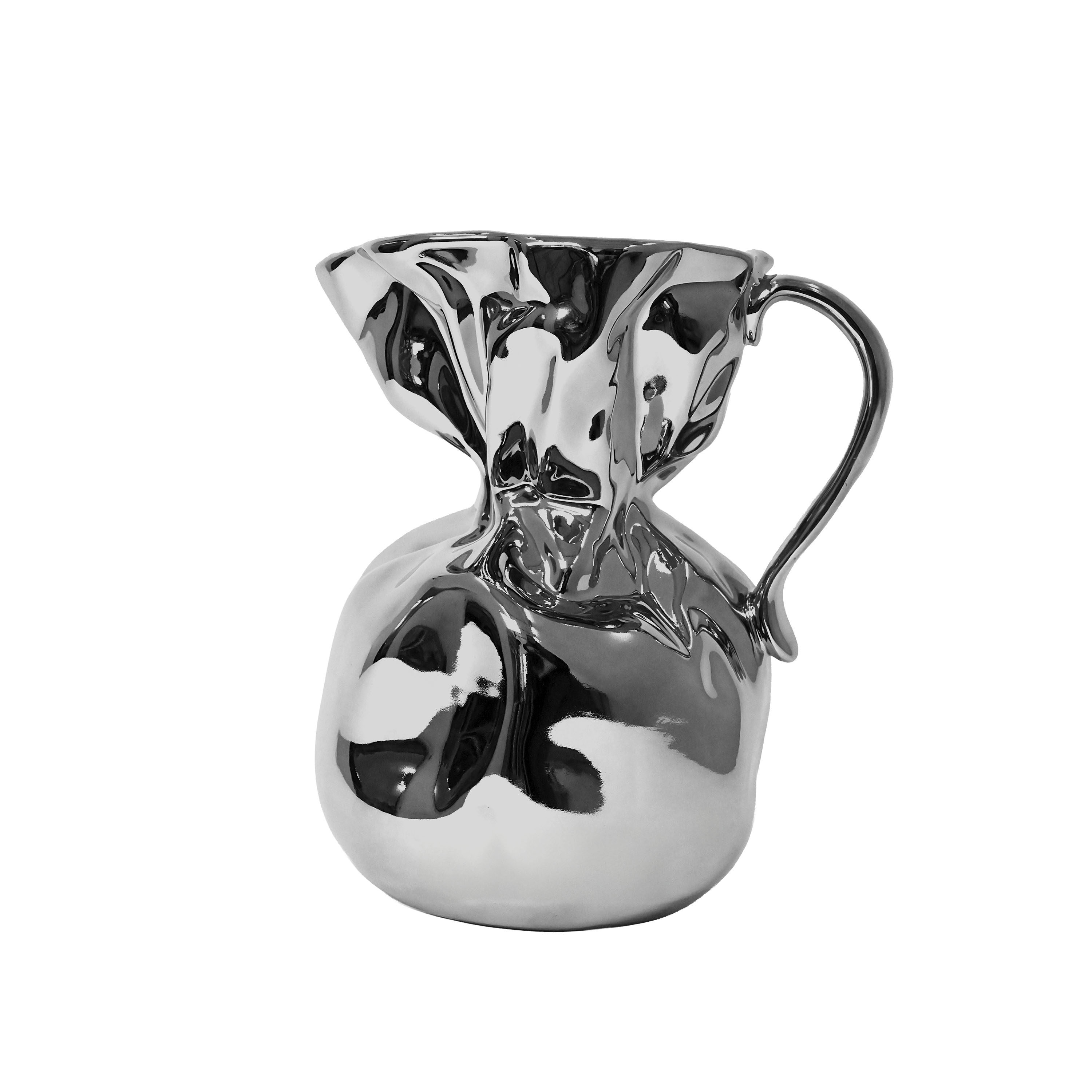 Crumple Silver Vas 26cm