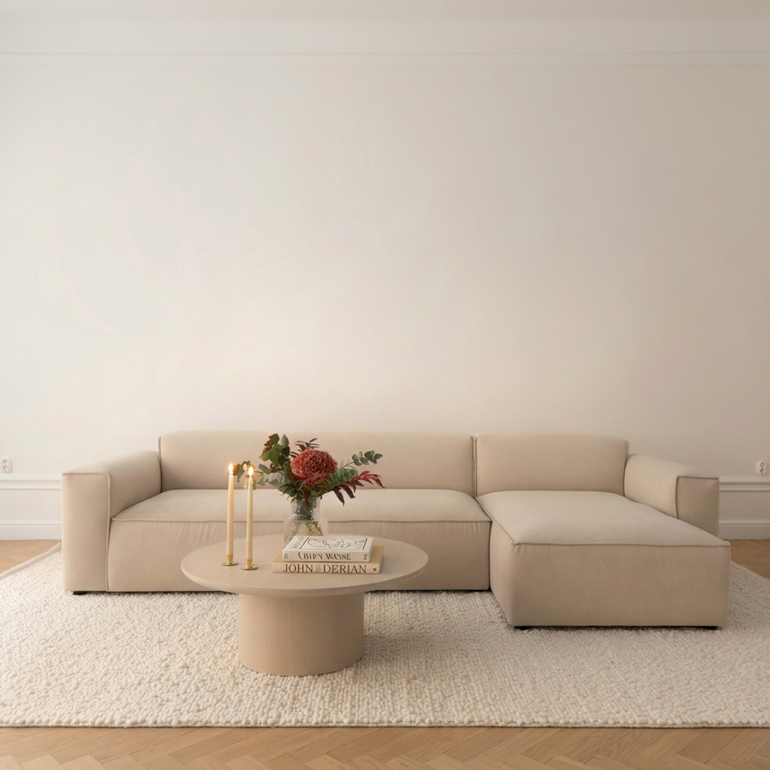 Sleepo Collection Luca Chaise Sofa Right Creme 309cm