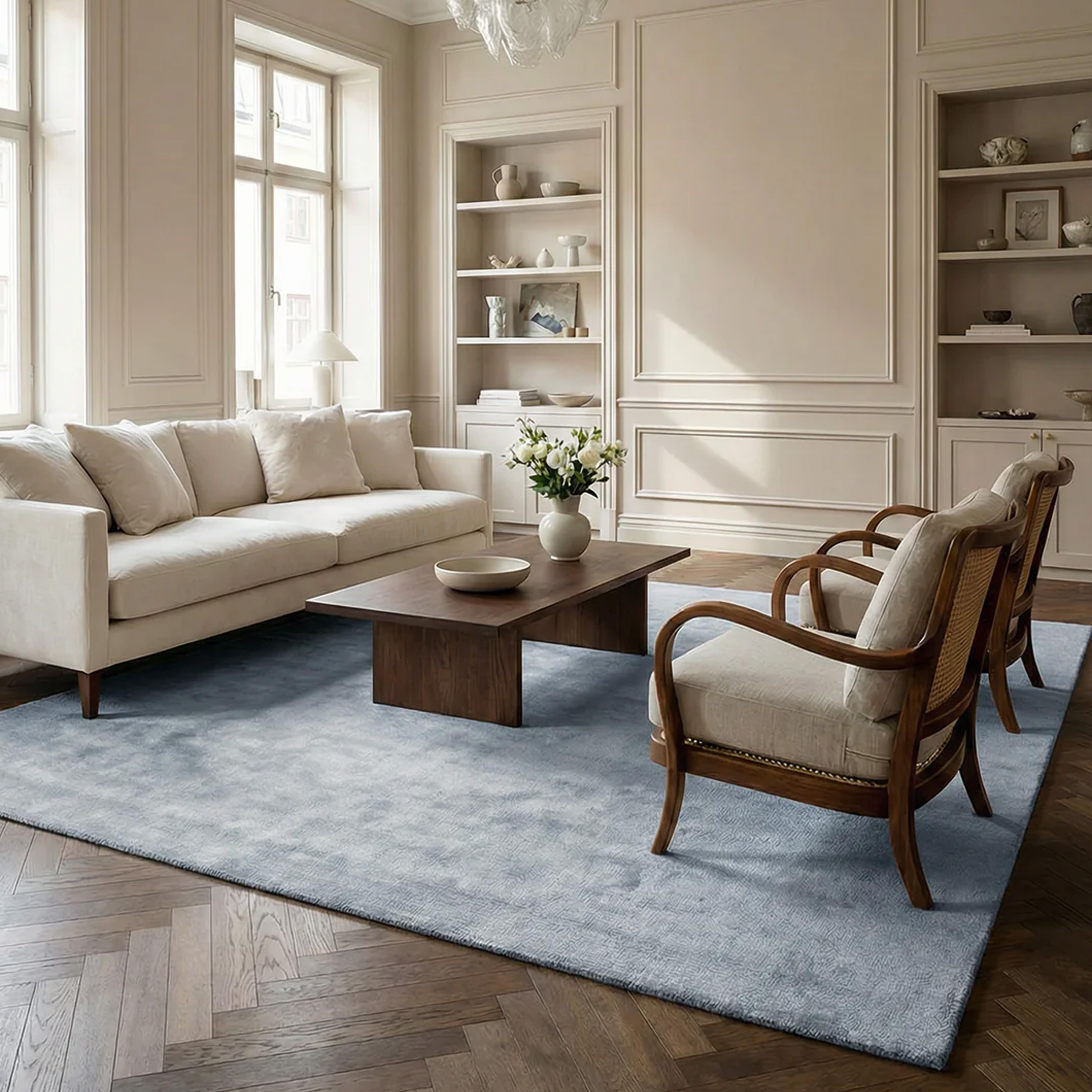 Classic Collection Solid Wool Rug Blue 200x300